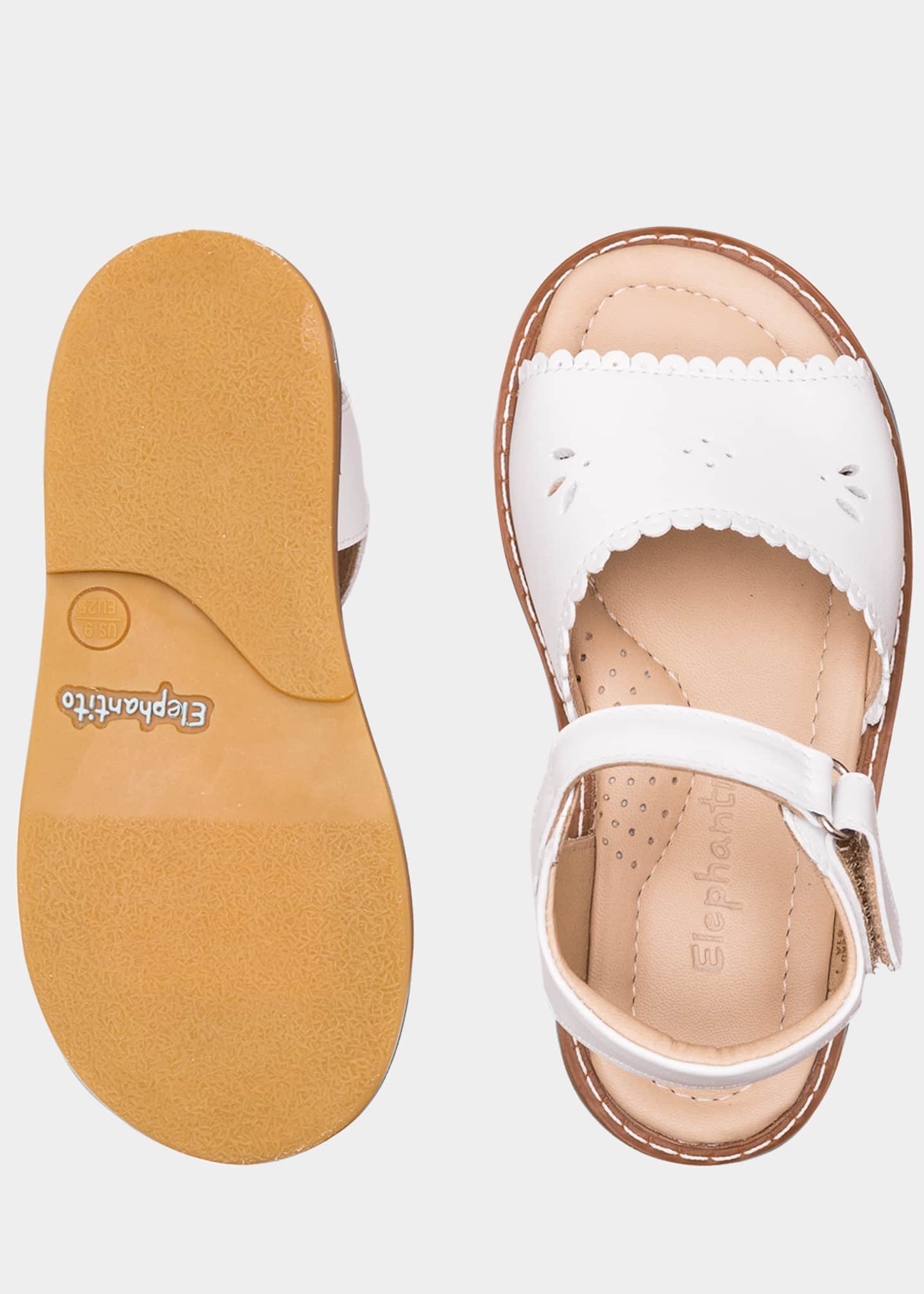 Elephantito Girls' Classic Leather Scalloped Sandal, Toddler/Kids Image 2 of 2