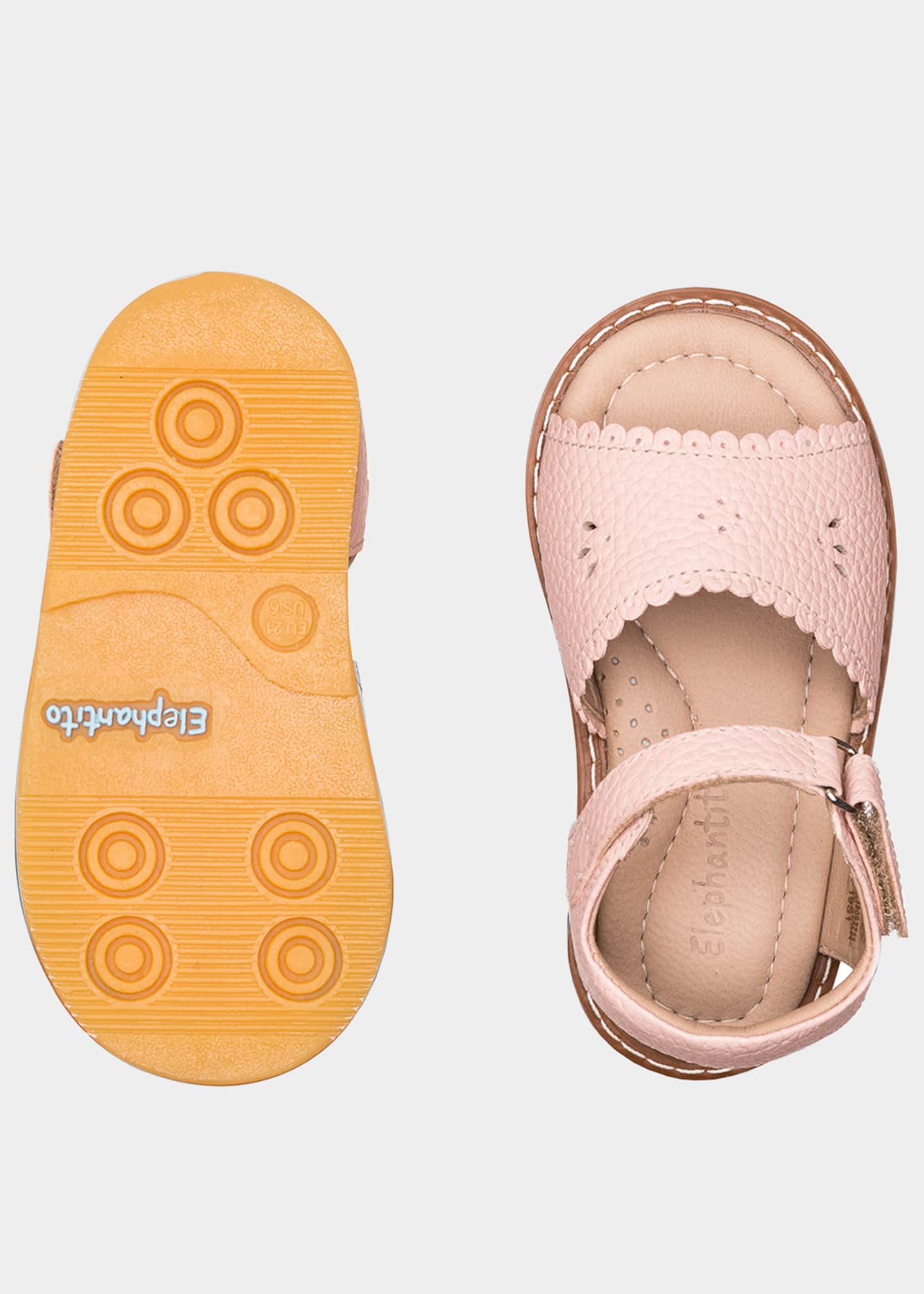 Elephantito Girl's Scalloped Leather Sandals, Toddler Bergdorf Goodman