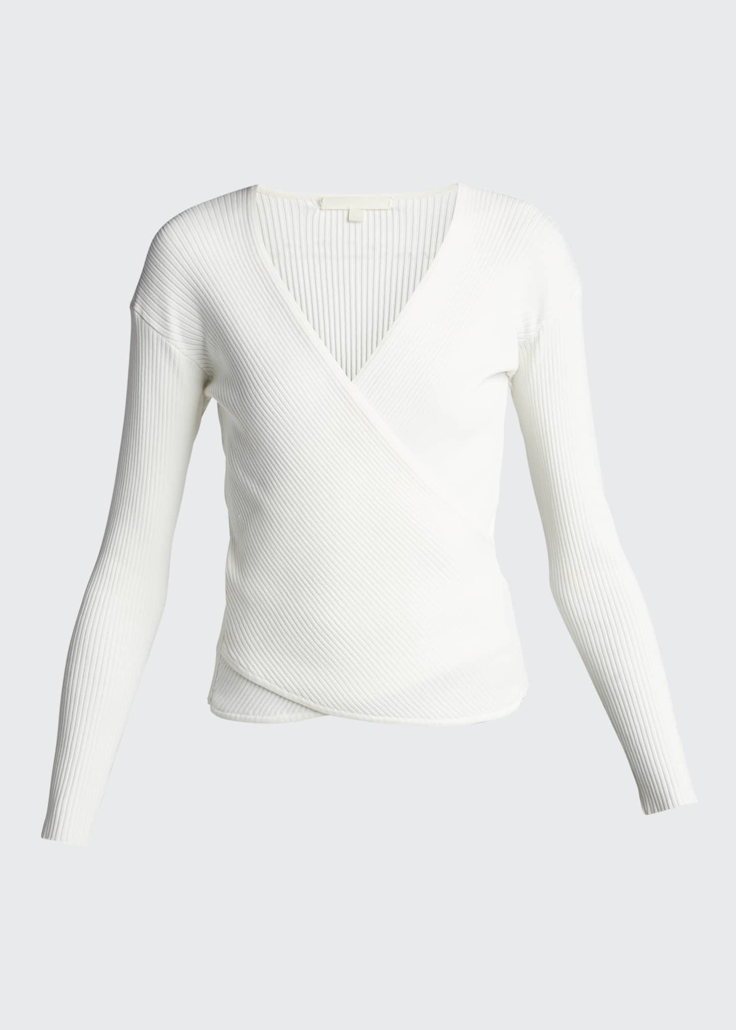 Rib Long Sleeve Wrap Top