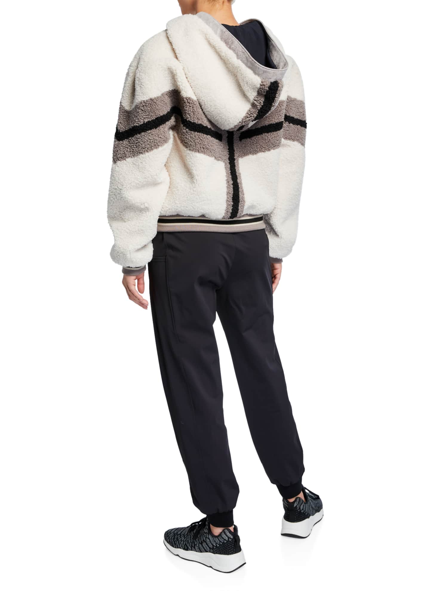 Blanc Noir Faux-Fur Cropped Hoodie