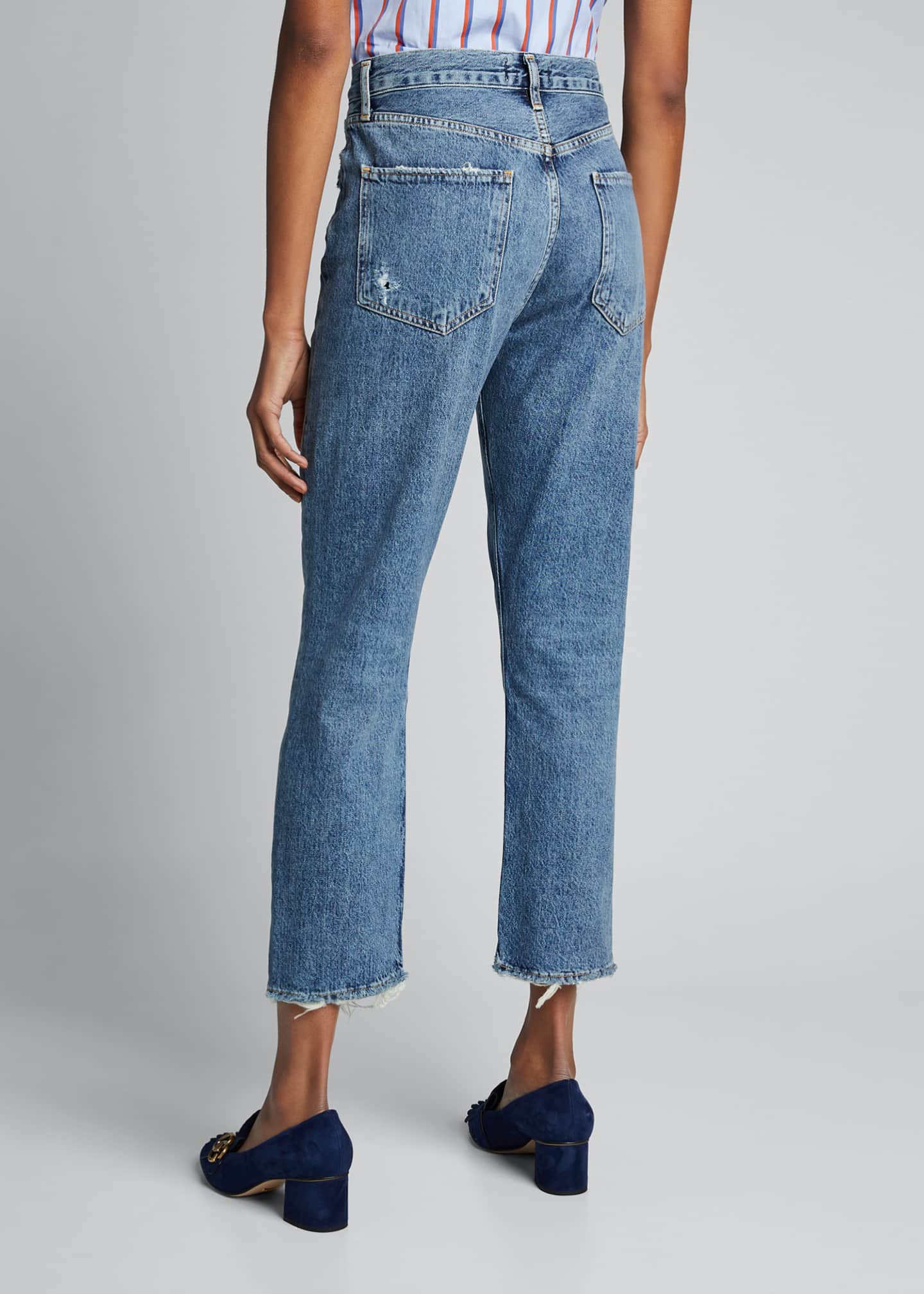 riley high rise straight crop in black pepper