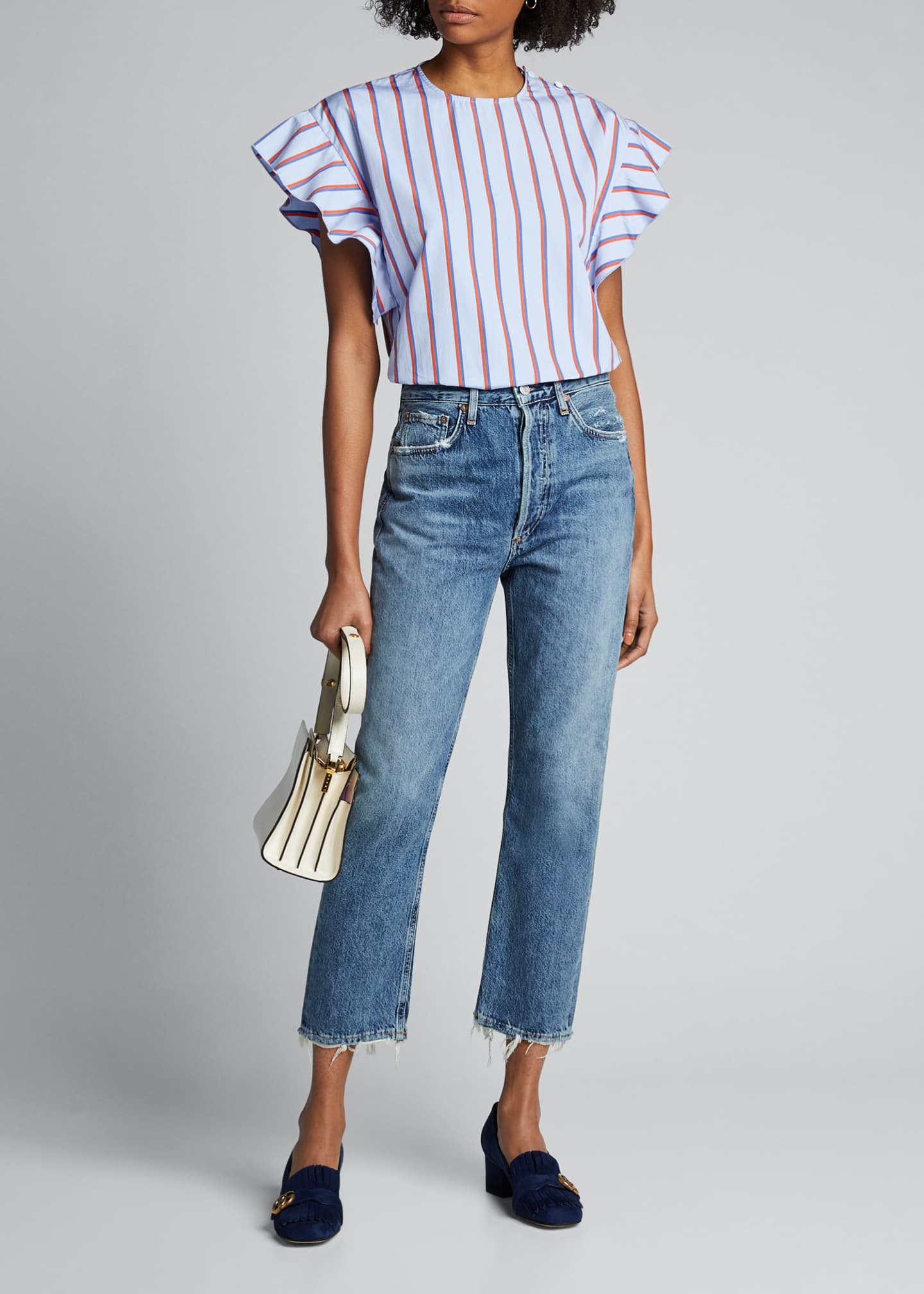 riley high rise straight crop in black pepper