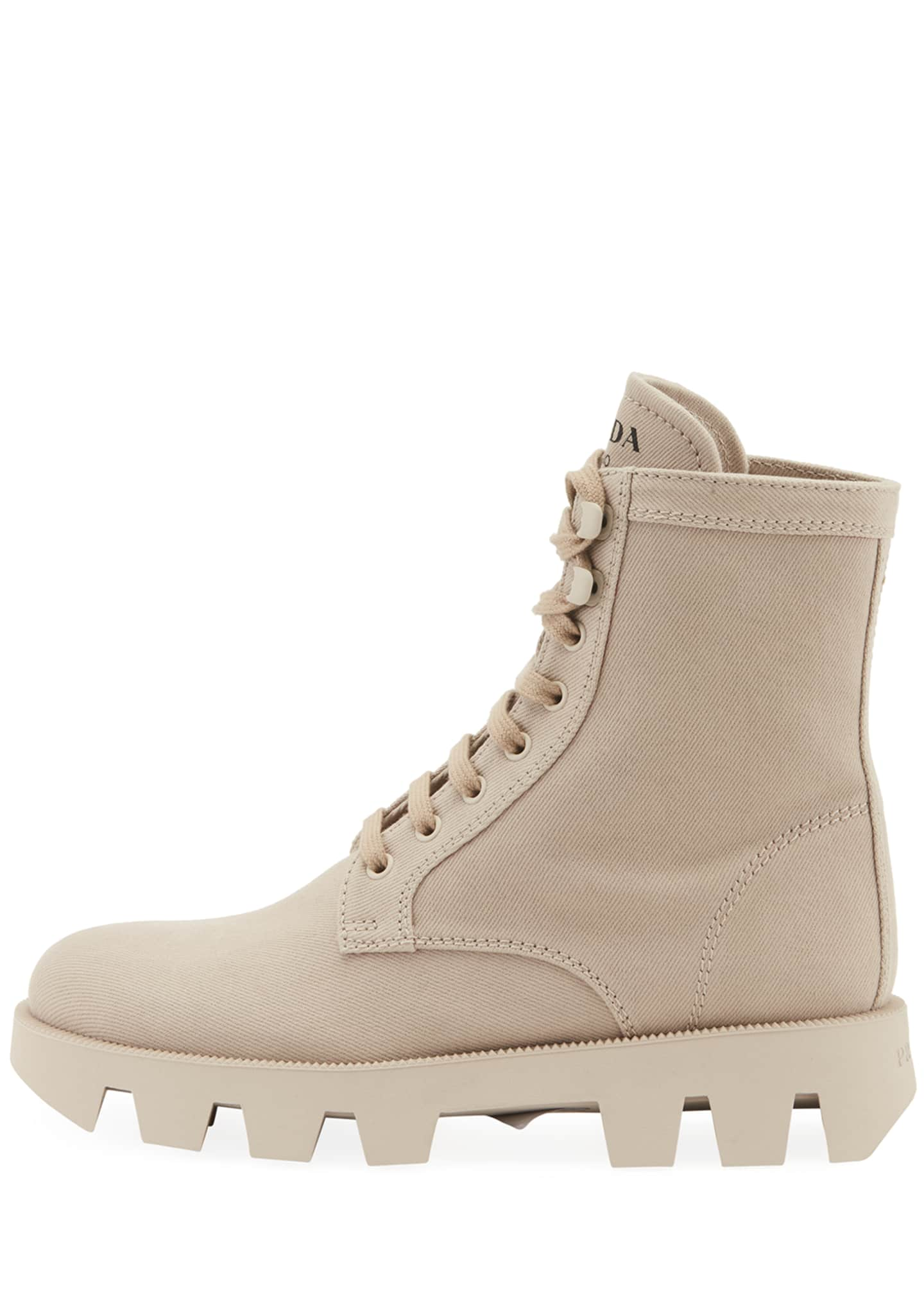 Prada Lug-Sole Canvas Combat Boots - Bergdorf Goodman