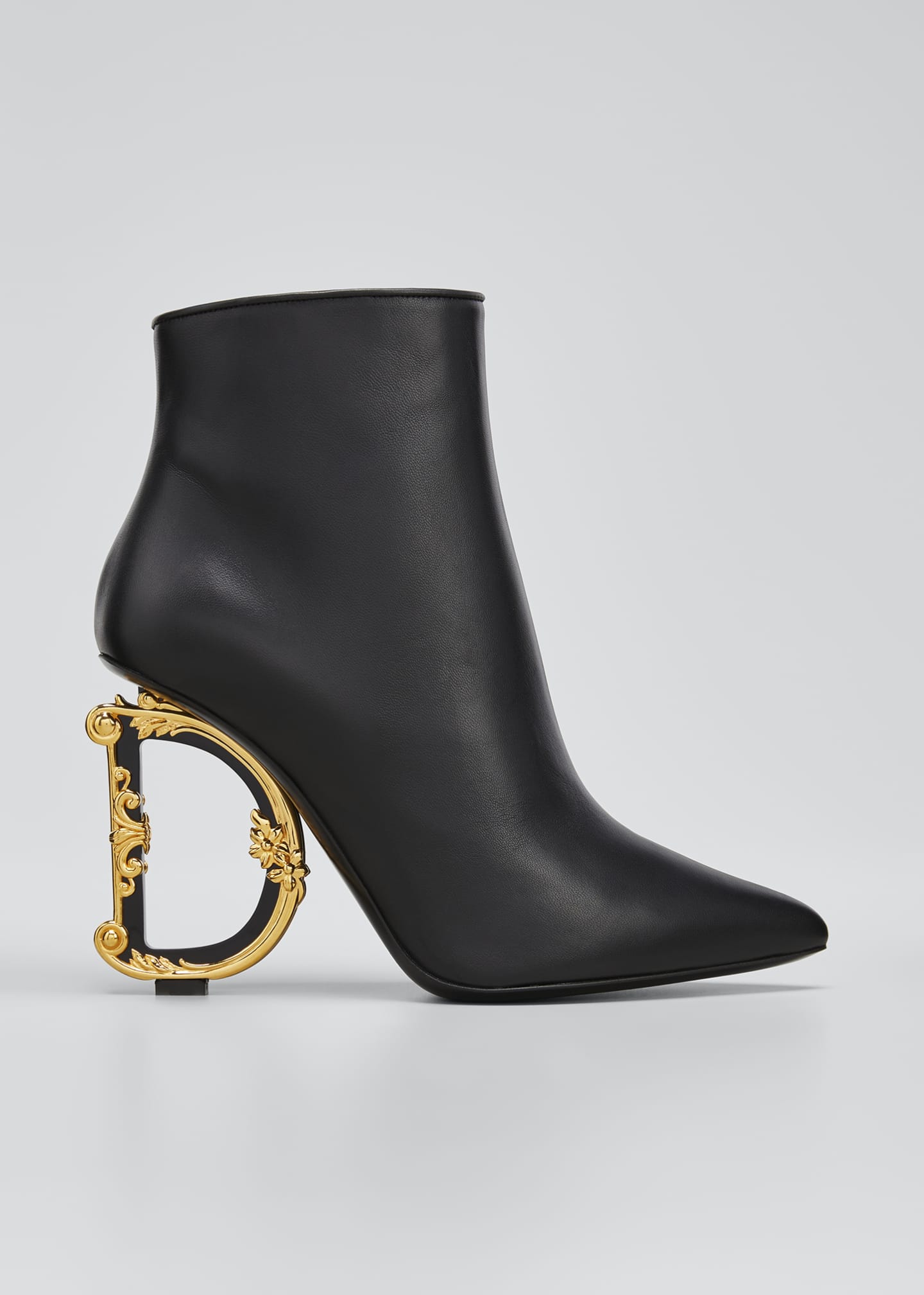 Dolce&Gabbana DG Logo Heel Leather Booties - Bergdorf Goodman