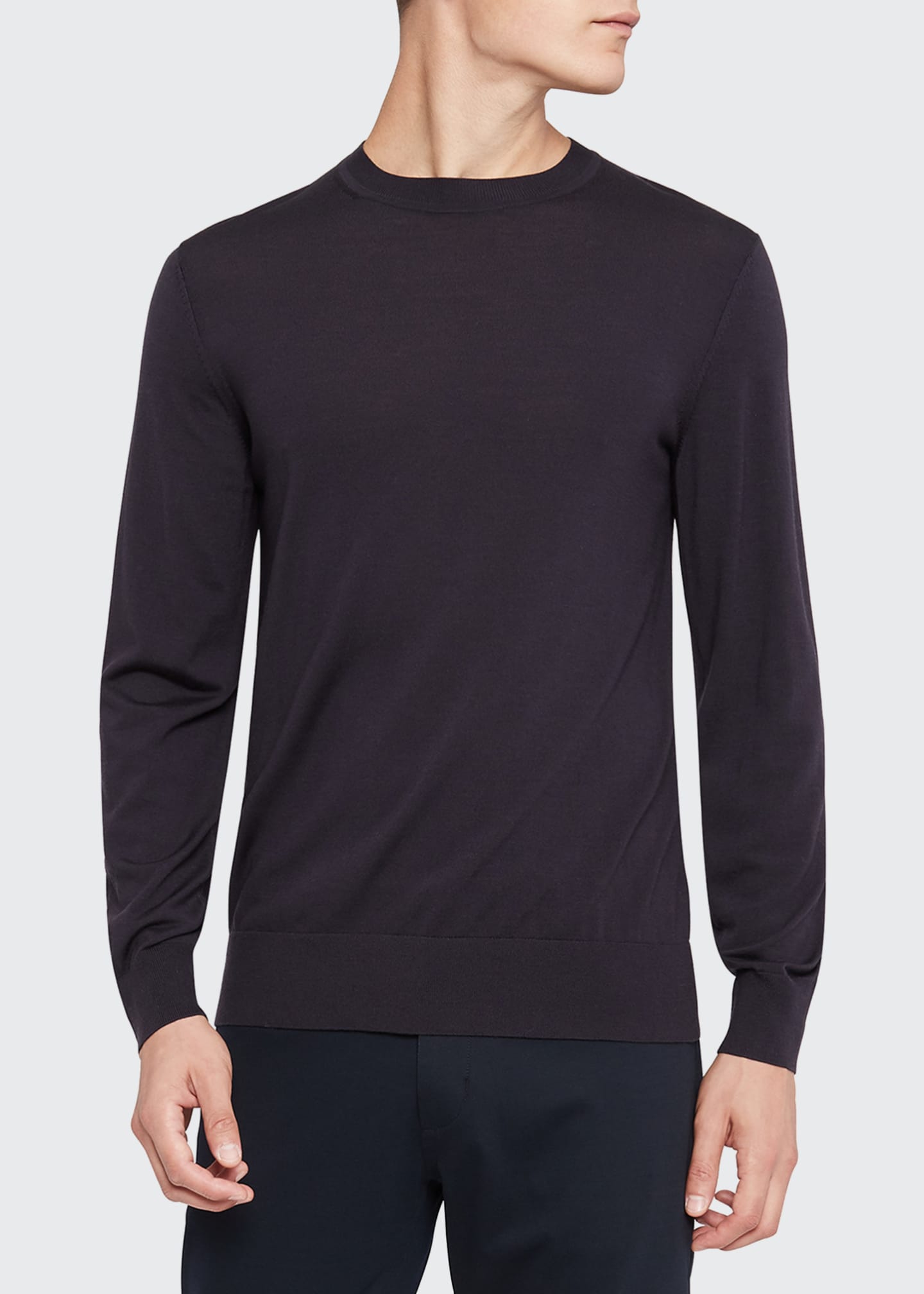Theory Men's Ollis Crewneck Merino Wool Long Sleeve Sweater Black Size Large