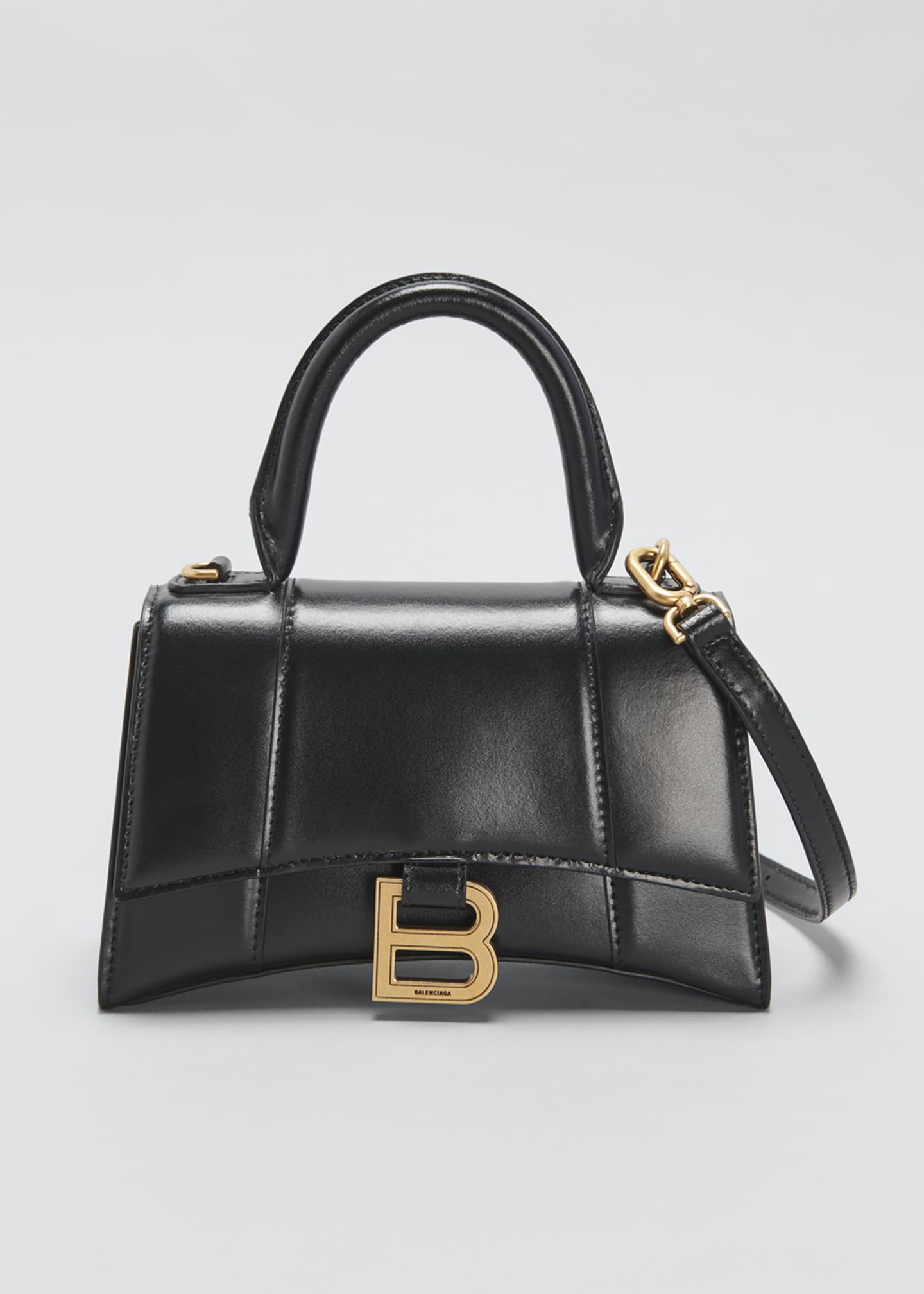 Balenciaga Hourglass XS Shiny Box Calf TopHandle Bag Bergdorf Goodman