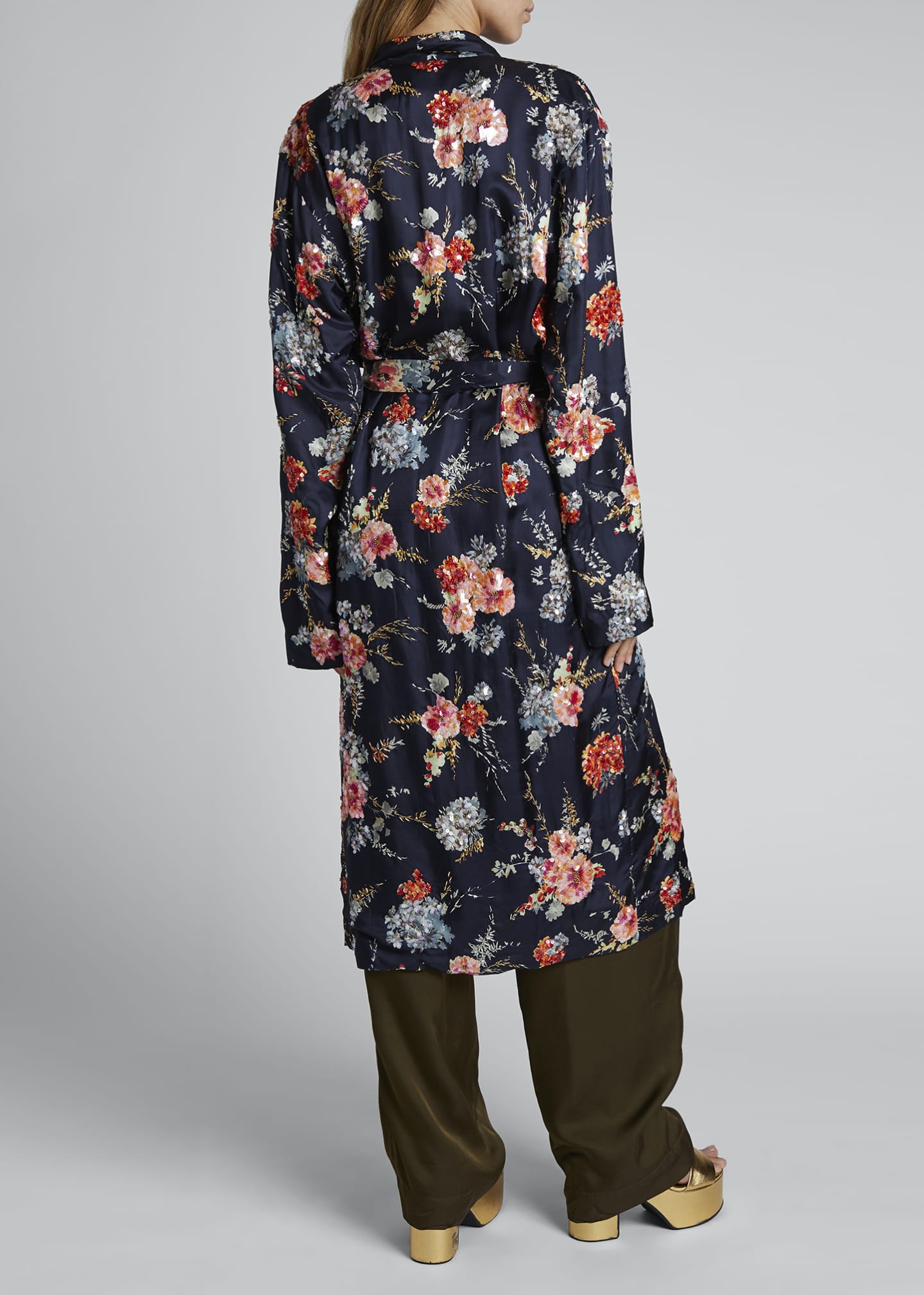Dries Van Noten Charly Floral Tie-Front Robe Coat Image 2 of 3