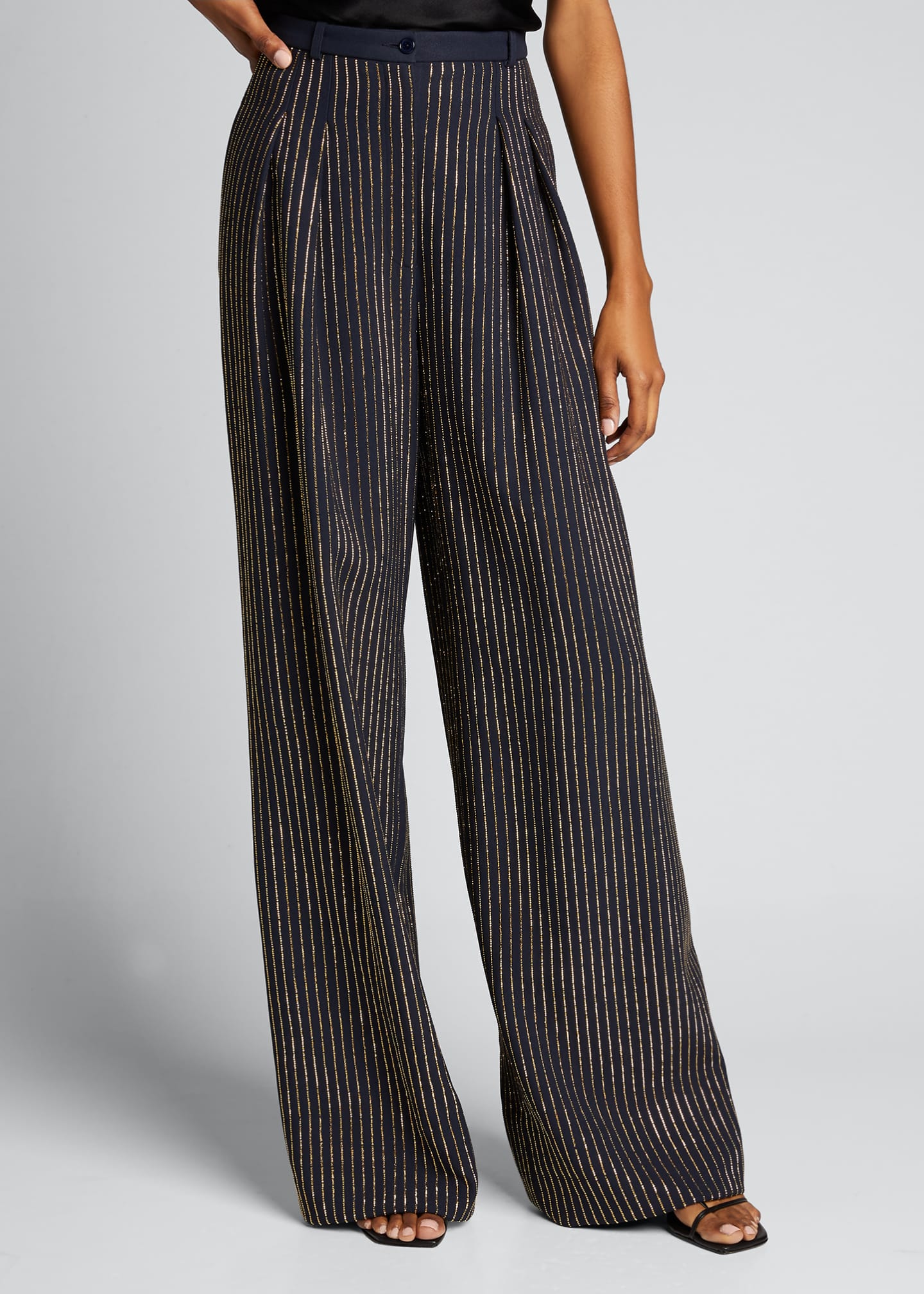 Michael Kors Collection Crystal Pinstripe Wide Leg Pants
