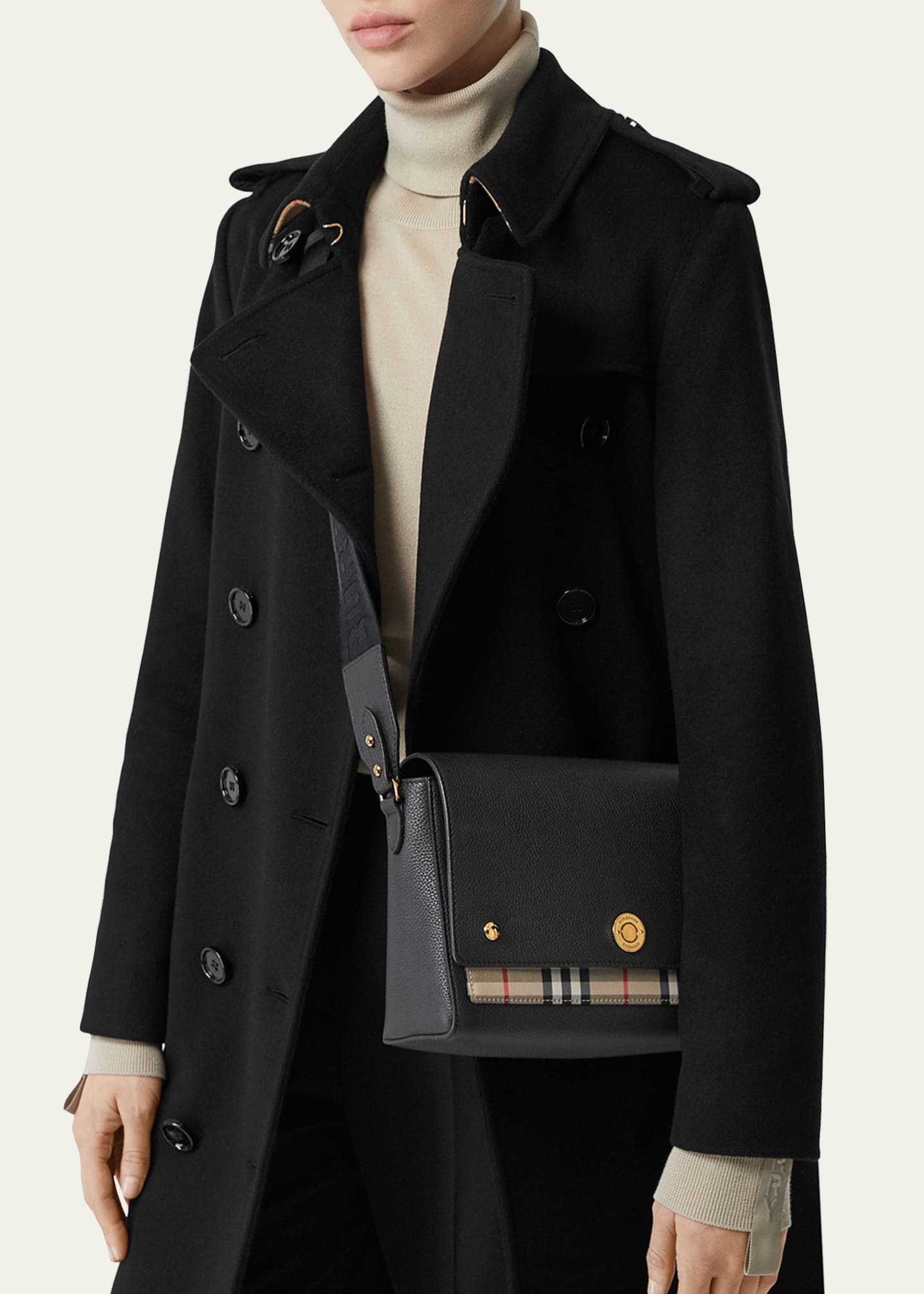 Burberry leather and vintage check note crossbody bag shop