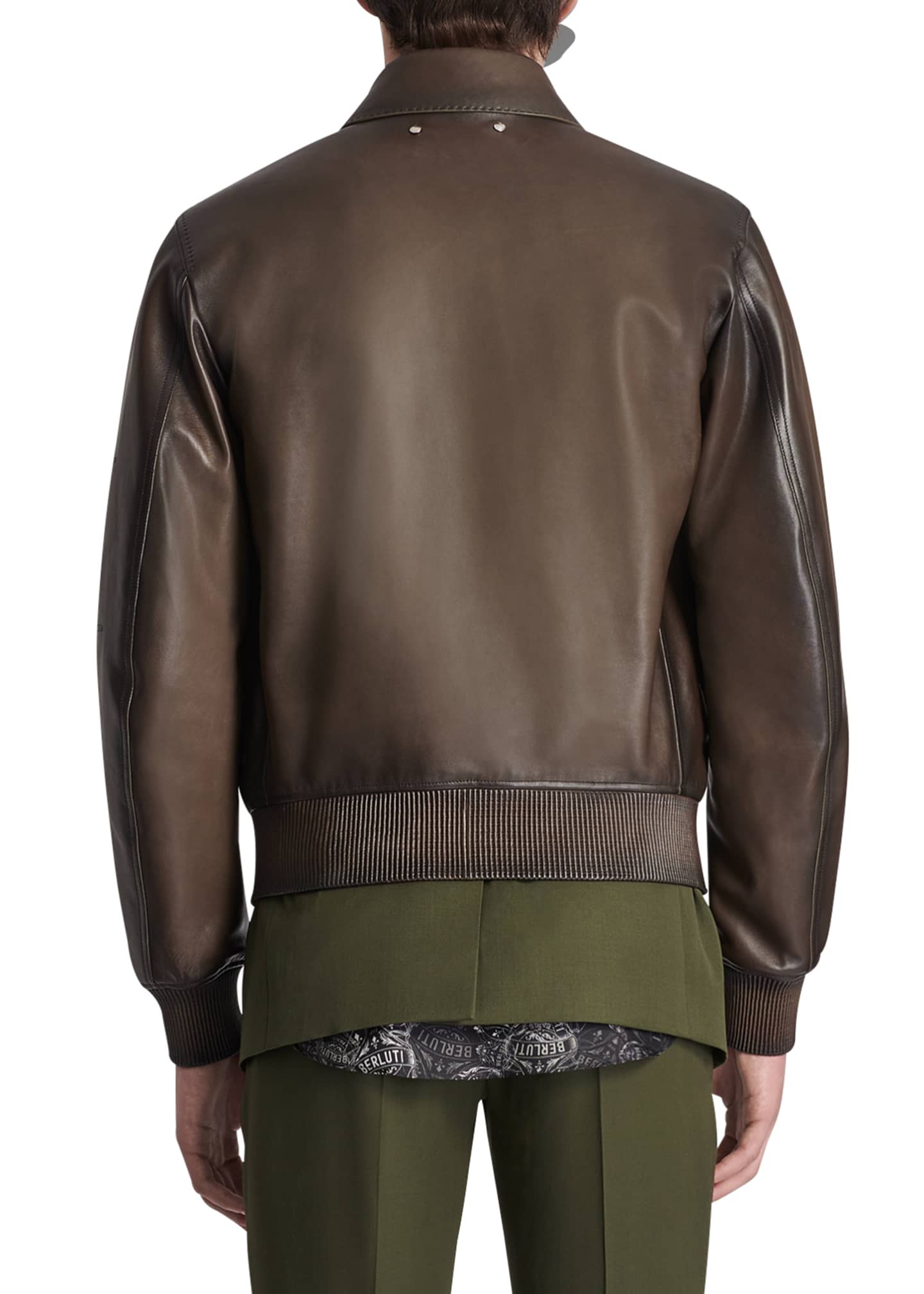 Berluti Men's Calfskin Leather Bomber Jacket Bergdorf Goodman