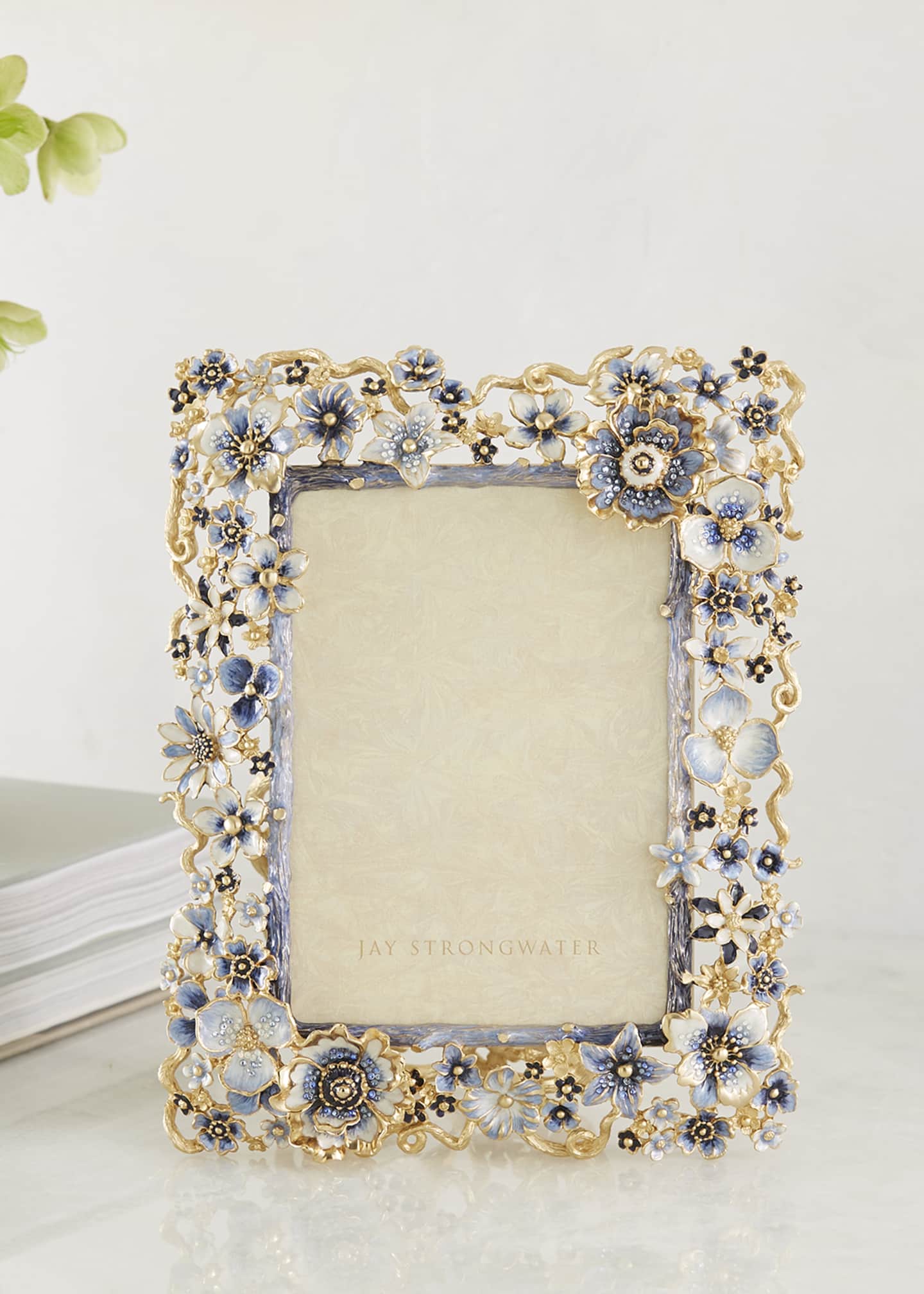 Jay Strongwater Indigo Cluster Flower Frame, 5" x 7" Image 2 of 2