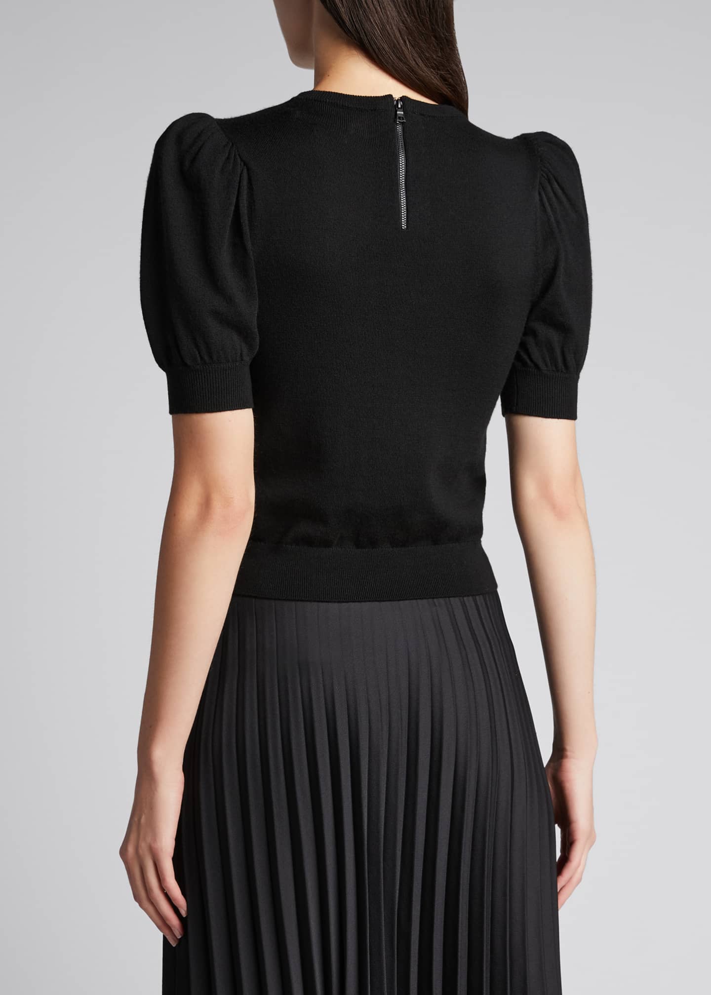 Alice + Olivia Chase PuffSleeve Sweater w/ Detachable Collar