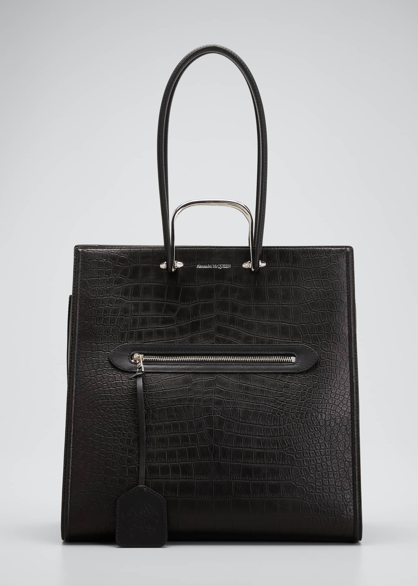 Alexander McQueen The Tall Story Bag in CrocEmbossed Leather
