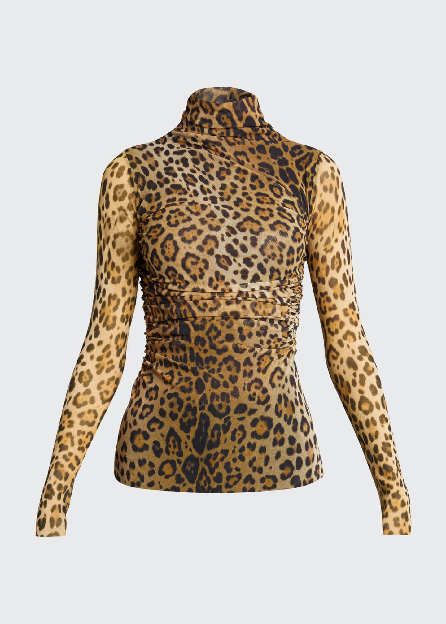 Fuzzi Animal Print Long Sleeve Turtleneck Top Bergdorf Goodman
