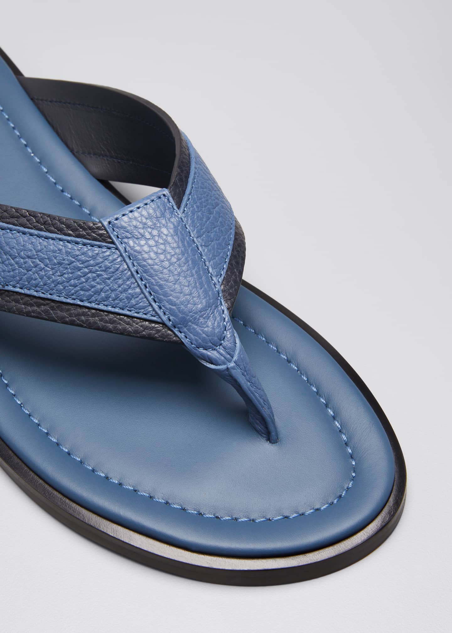 Giorgio Armani Men's Logo Two-Tone Leather Thong Sandals - Bergdorf Goodman