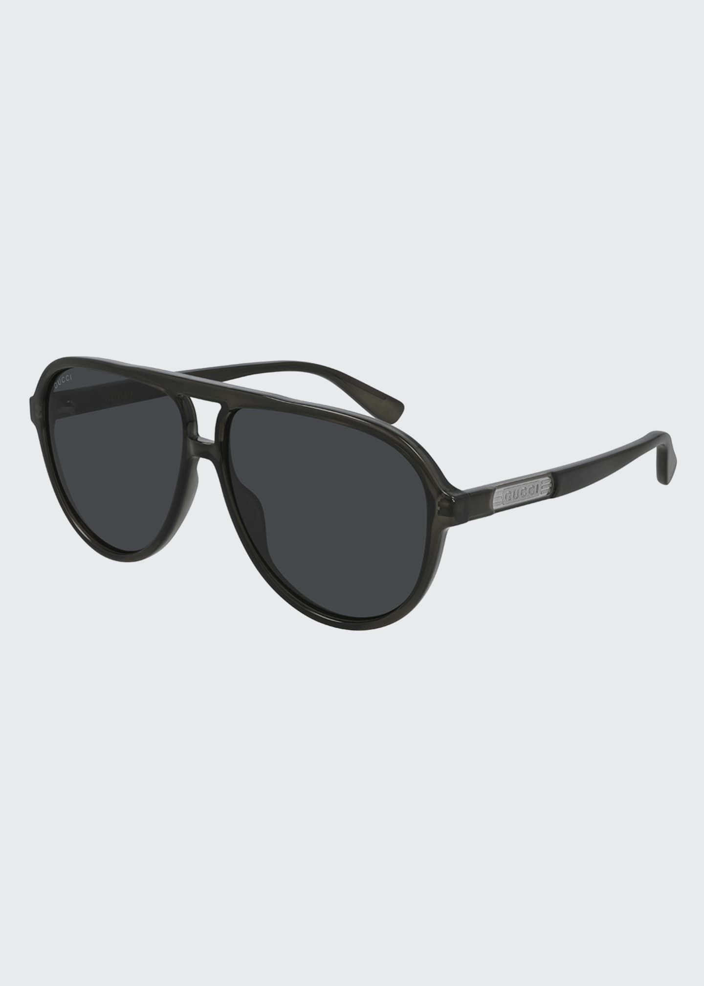 Gucci Men's Aviator BrowBar Acetate Sunglasses Bergdorf Goodman