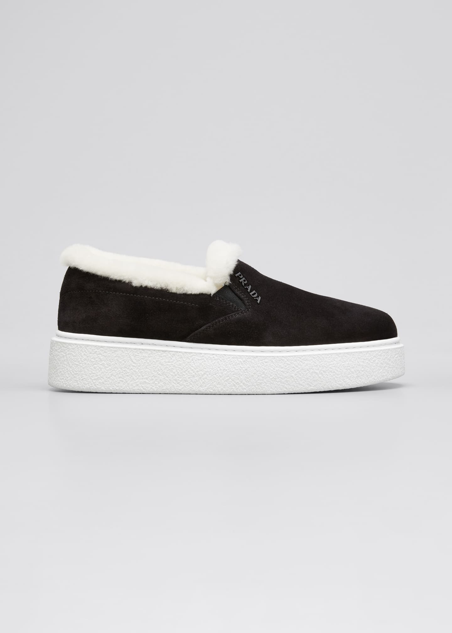prada suede slip on sneakers