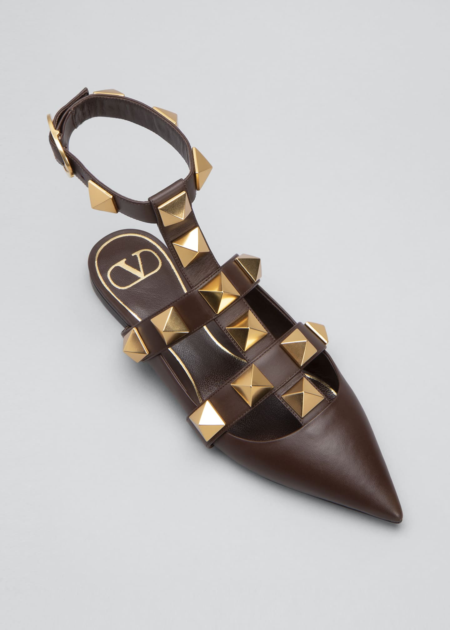 valentino roman stud ankle strap flat