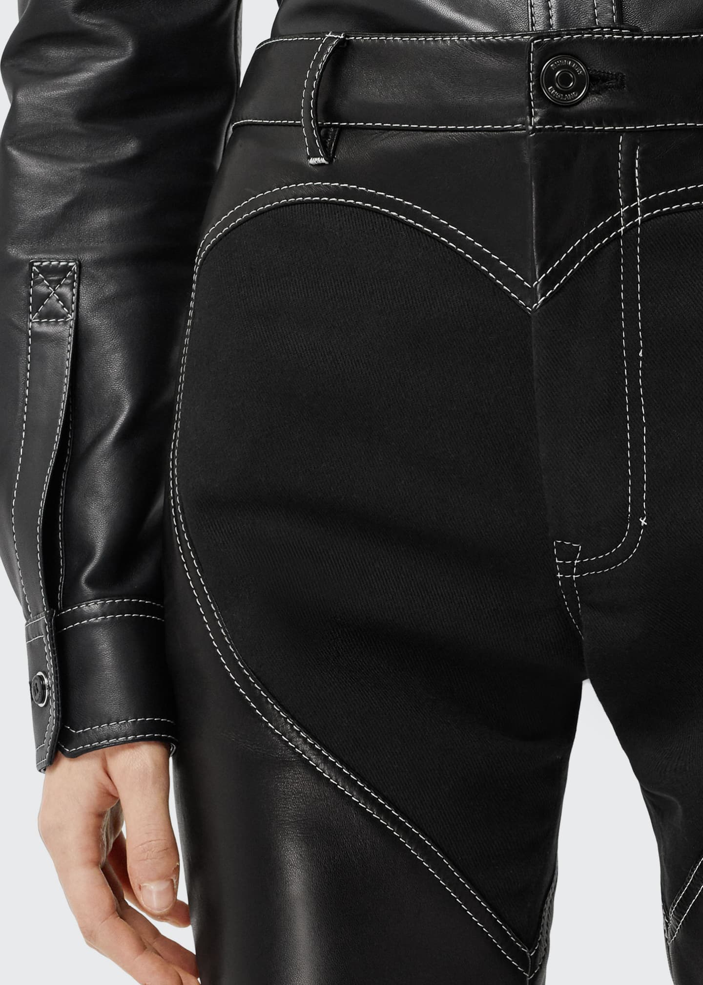 Burberry Leather Heart Motif Skinny Pants - Bergdorf Goodman