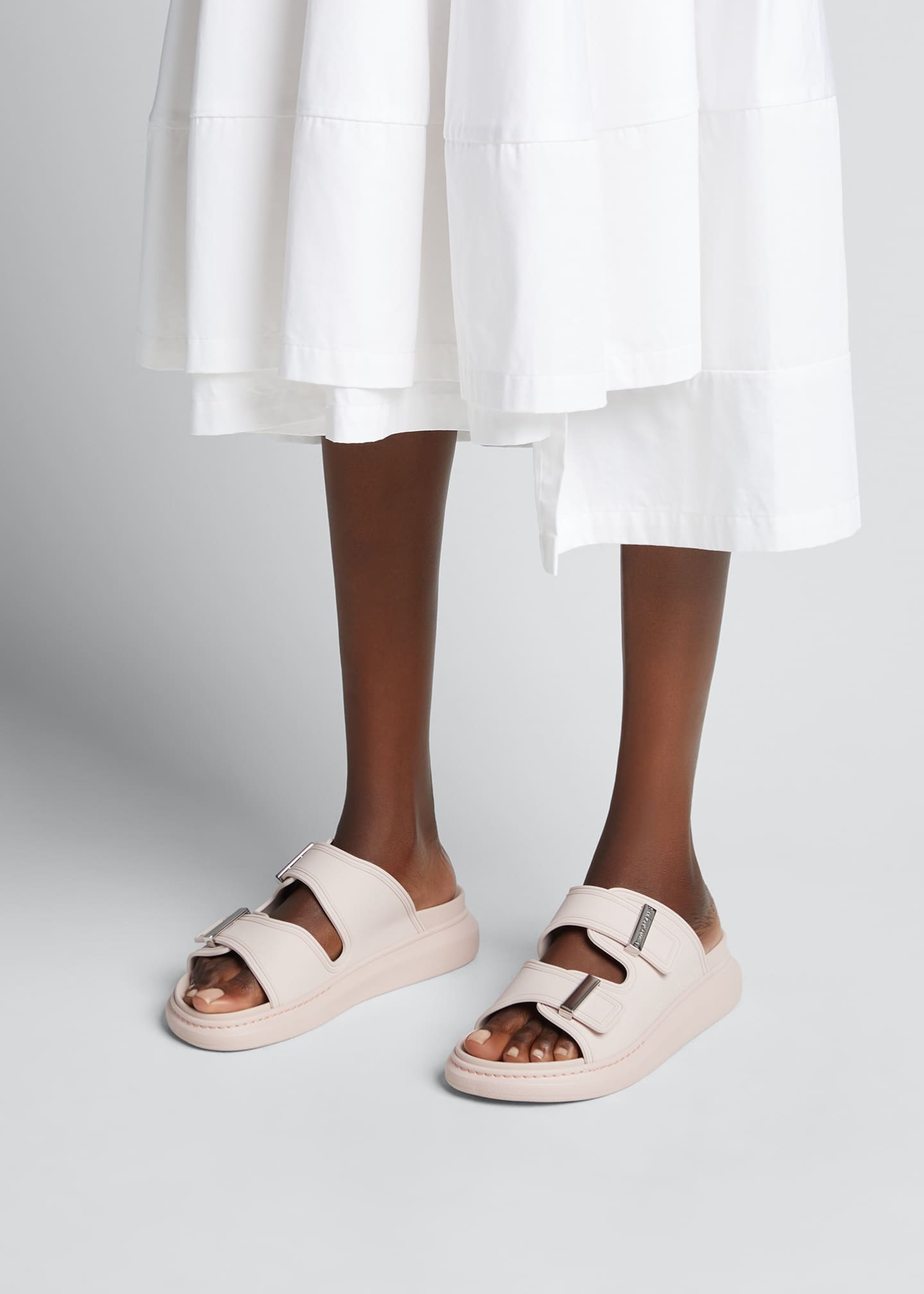 Alexander McQueen Oversized Rubber Dual-Buckle Slide Sandals - Bergdorf ...