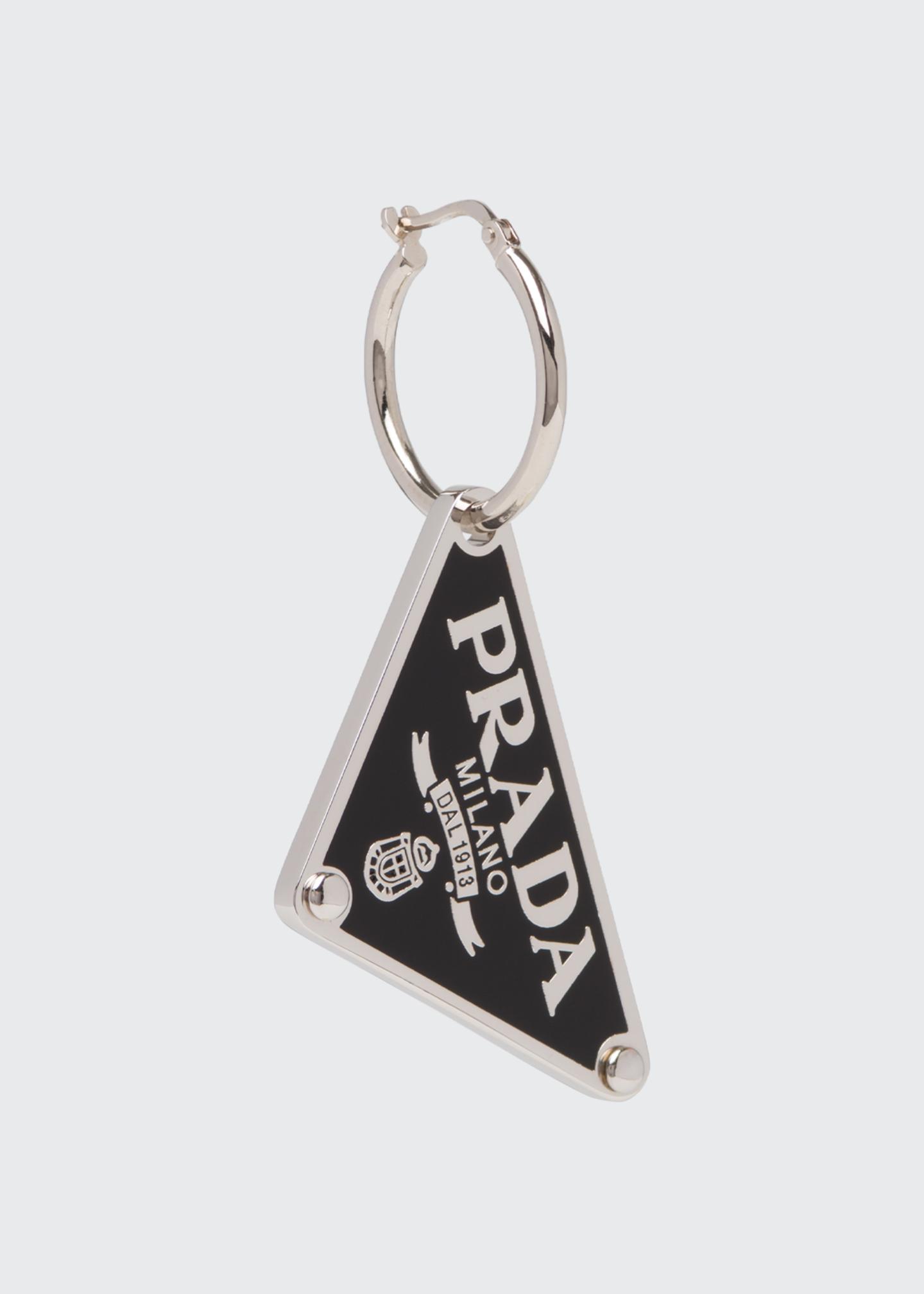 Prada Enamel Triangle Logo Hoop Earring, Right - Bergdorf Goodman
