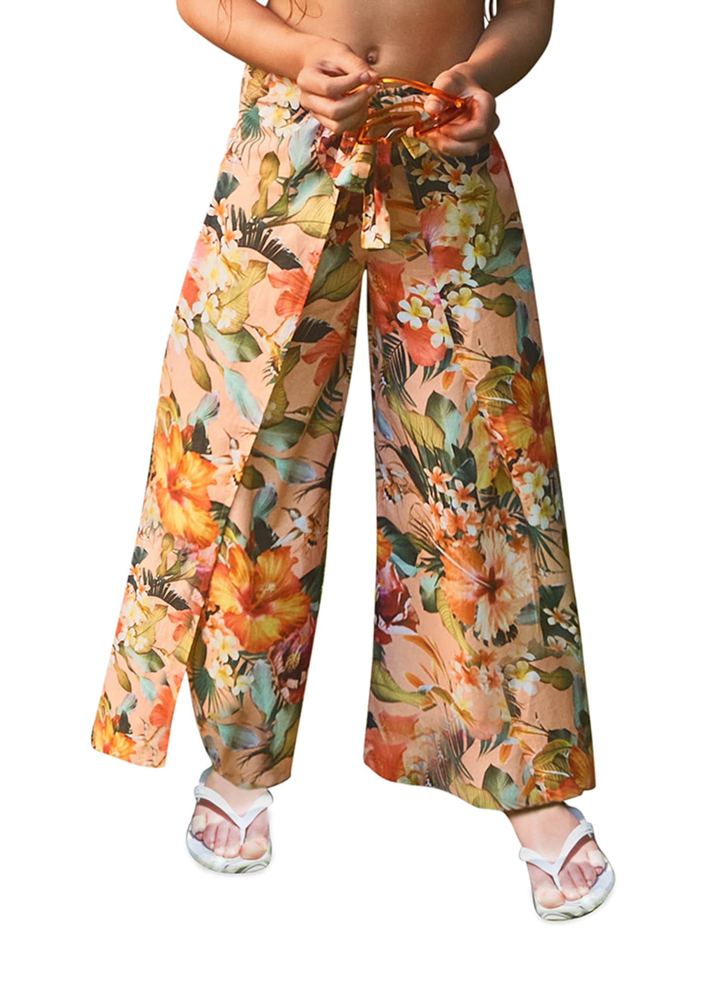Molo Girl's Aretha Floral-Print Wrap Pants, Size 4-16 - Bergdorf Goodman