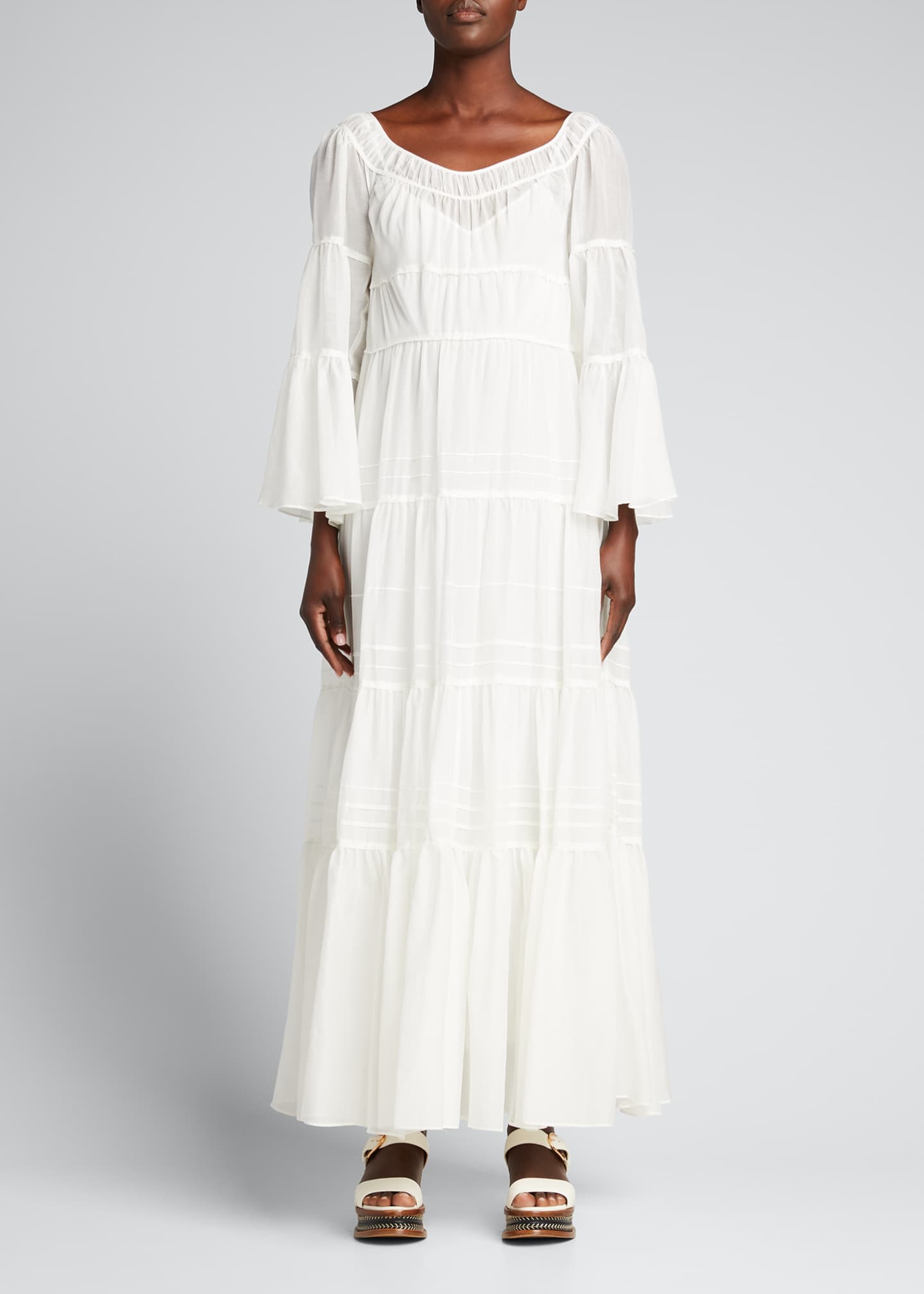 Rebecca taylor tiered cotton & silk maxi dress Clearance