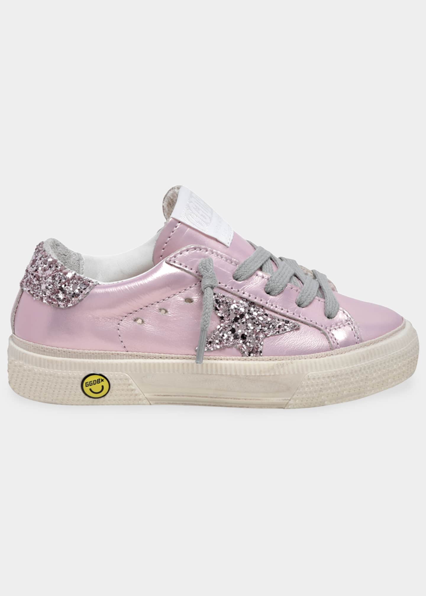 Golden Goose Girl's May Laminated Leather & Glitter Low-Top Sneakers ...