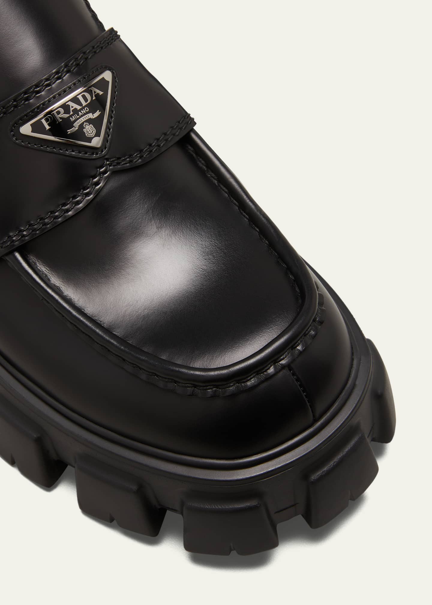 Prada Men's Monolith Lug-Sole Brushed Leather Loafers - Bergdorf Goodman