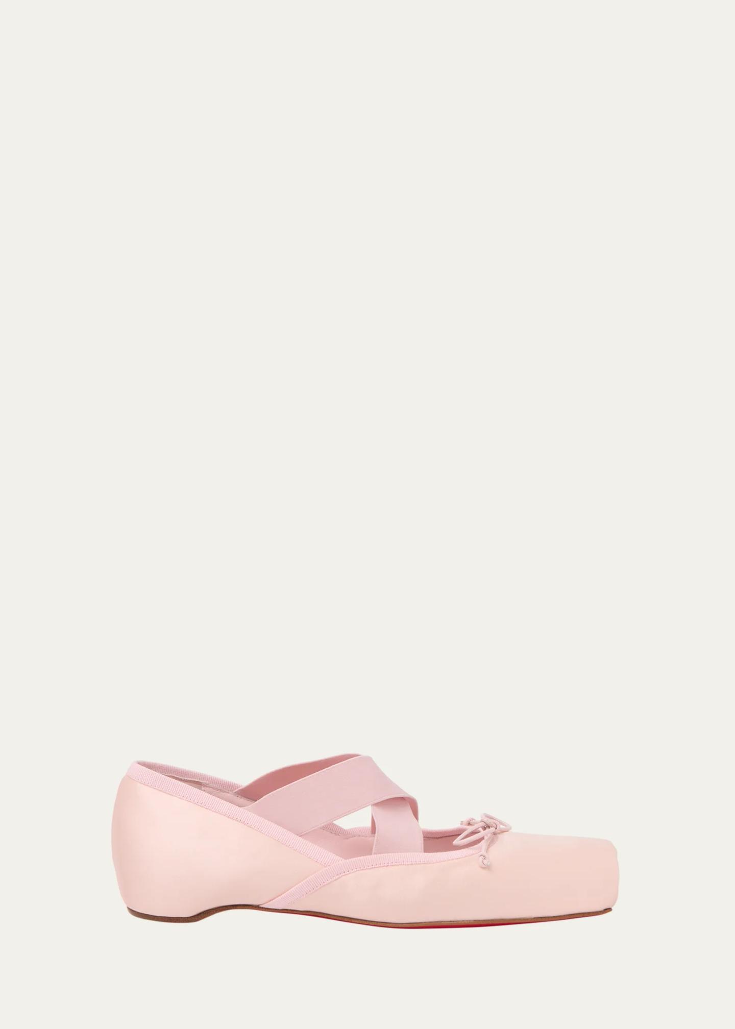 Christian Louboutin Cassiasticina Leather Red Sole Ballerina Flats