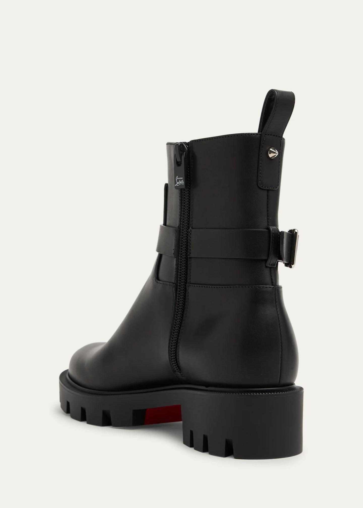 Christian Louboutin Black Leather Ankle Boots with Red Soles Christian Louboutin Dianouchette Leather Red Sole Ankle  main image 4