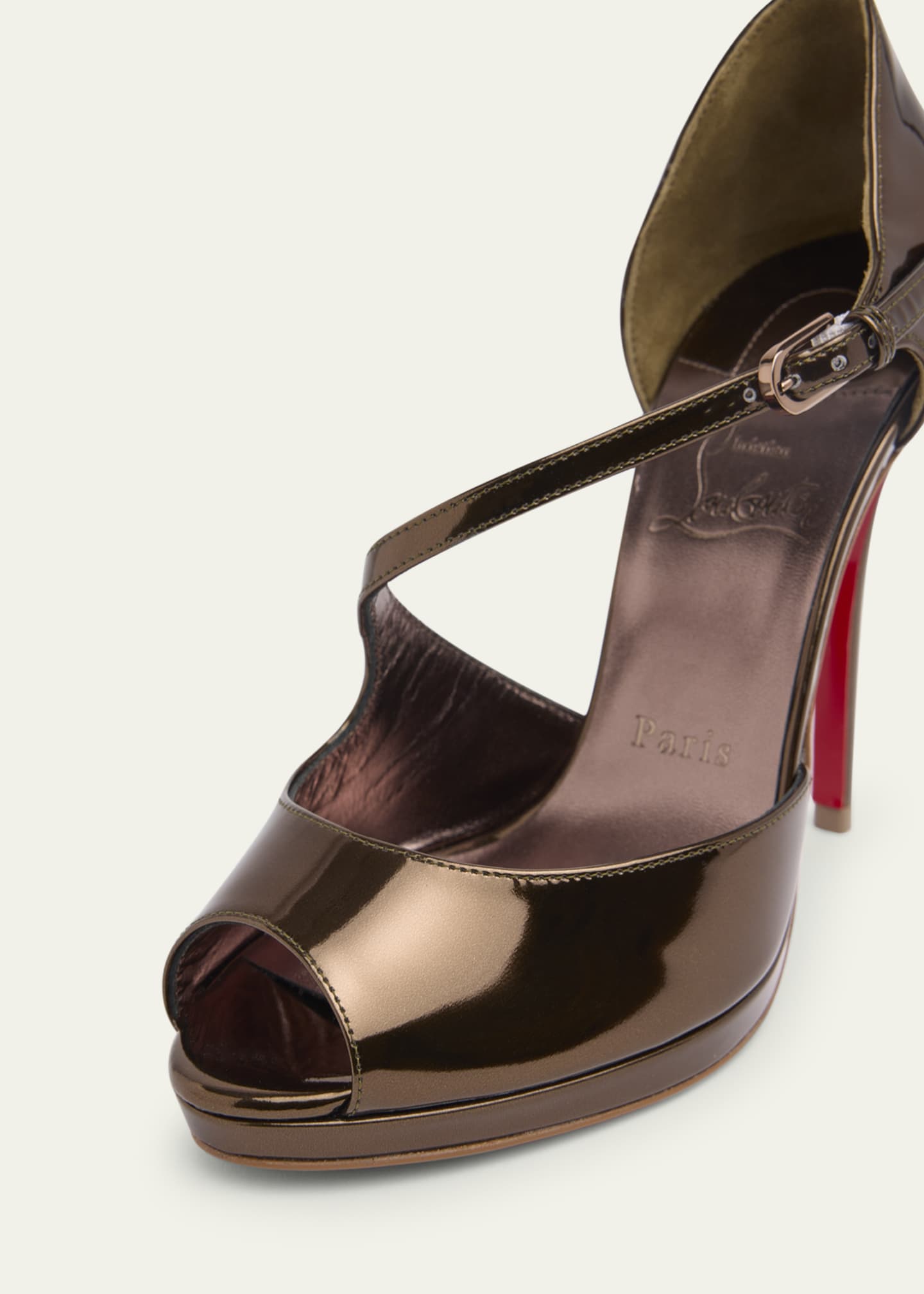 Christian Louboutin 120mm Miss Zigou Metallic Leather Red Sole