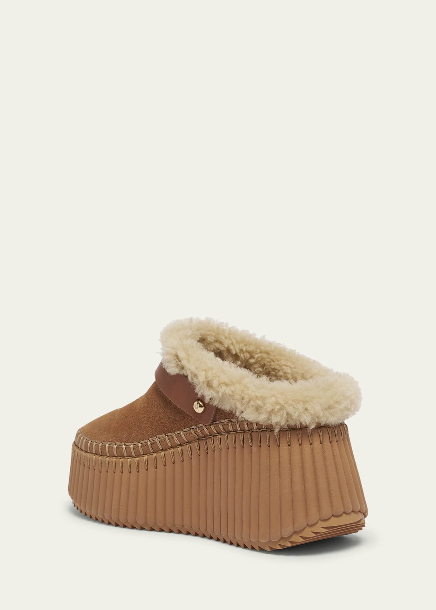 Nama Suede Shearling-Lined Platform Clogs