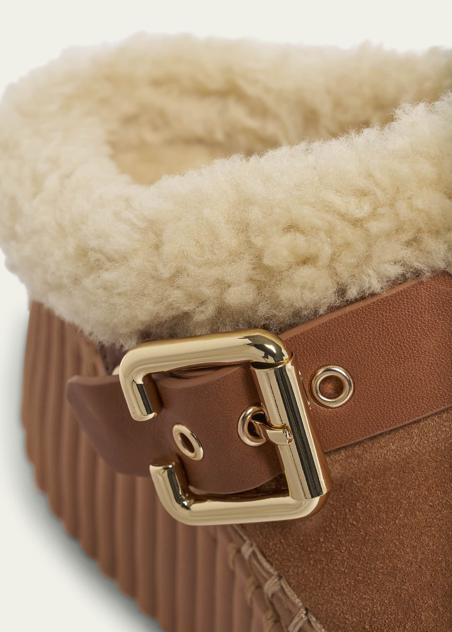 Nama Suede Shearling-Lined Platform Clogs