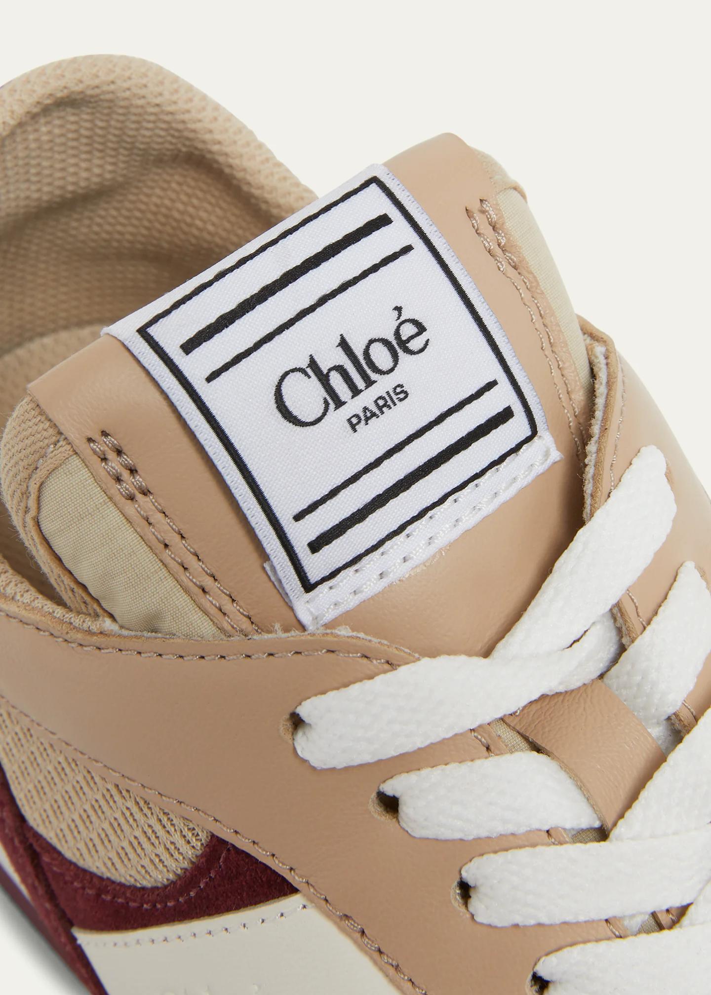 Chloe Kick Mixed Leather Retro Low-Top Sneakers - Bergdorf Goodman