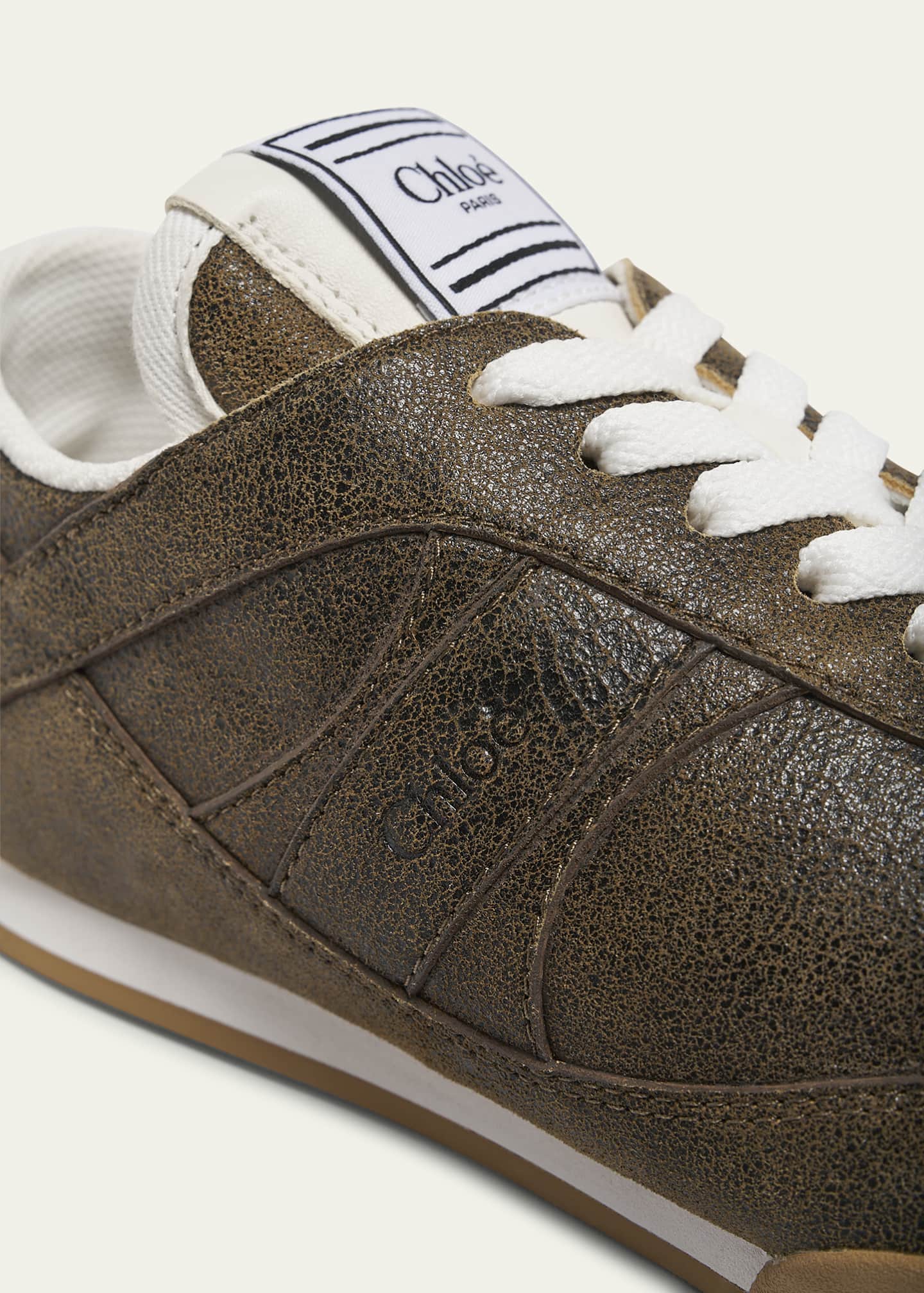 Kick Crackled Leather Retro Low-Top Sneakers