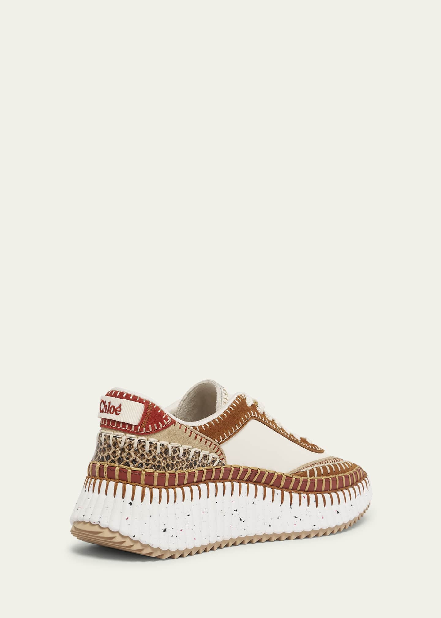 Nama Mixed Leather Low-Top Platform Sneakers