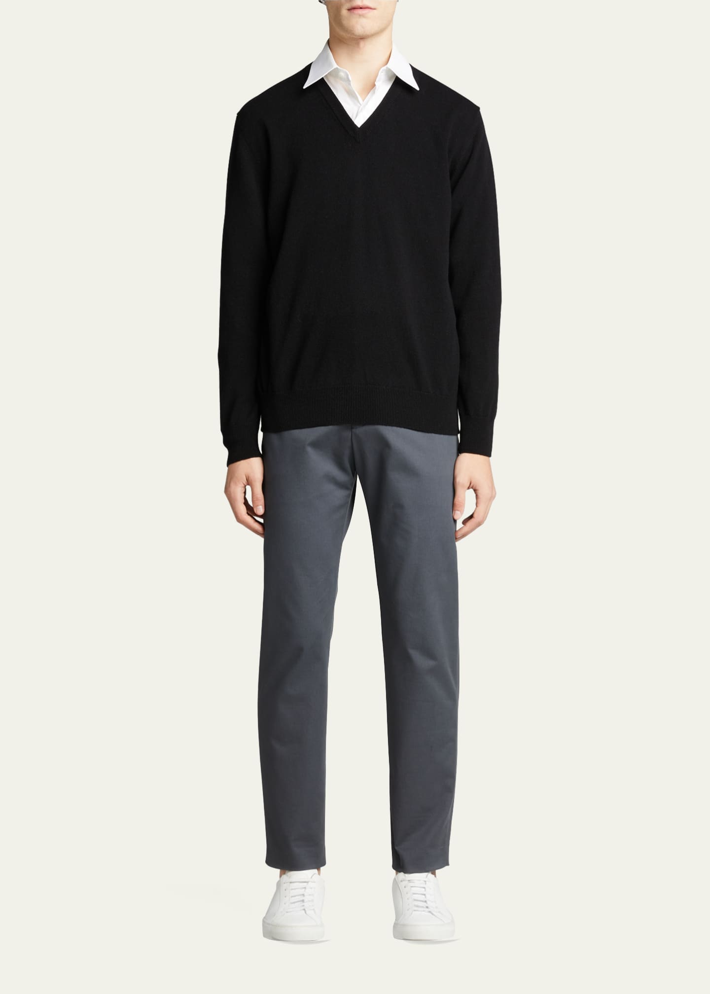 Neiman Marcus Men's Classic 12GG Cashmere VNeck Sweater Bergdorf Goodman