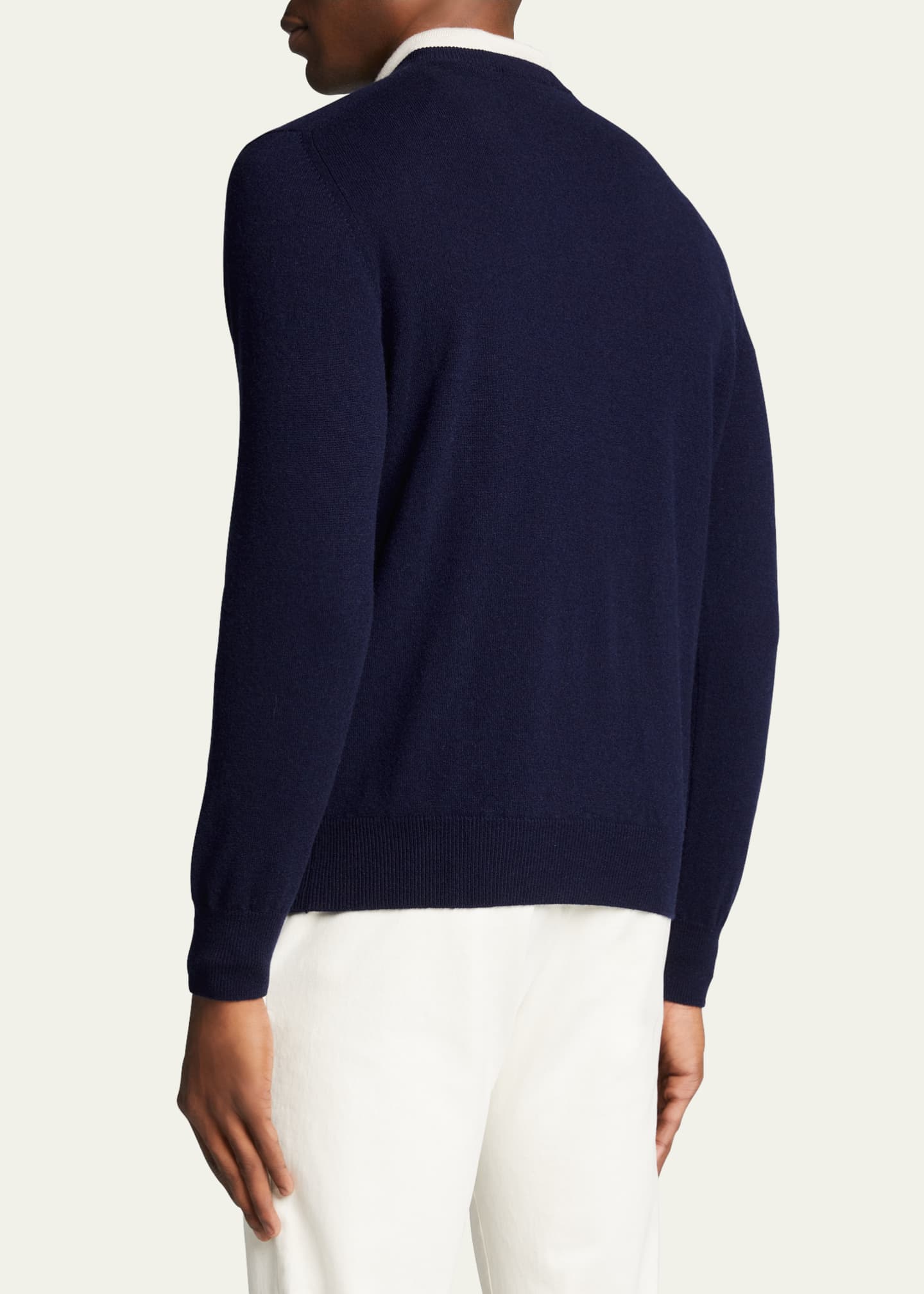 Bergdorf Goodman Men's Classic 12GG Cashmere V-Neck Sweater Image 3 of 5
