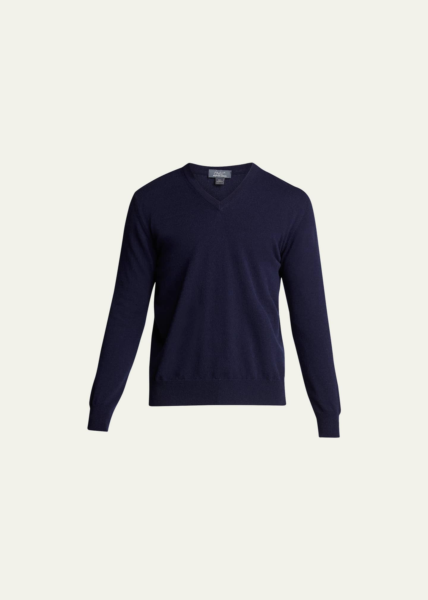 Bergdorf Goodman Men's Classic 12GG Cashmere V-Neck Sweater Image 1 of 5