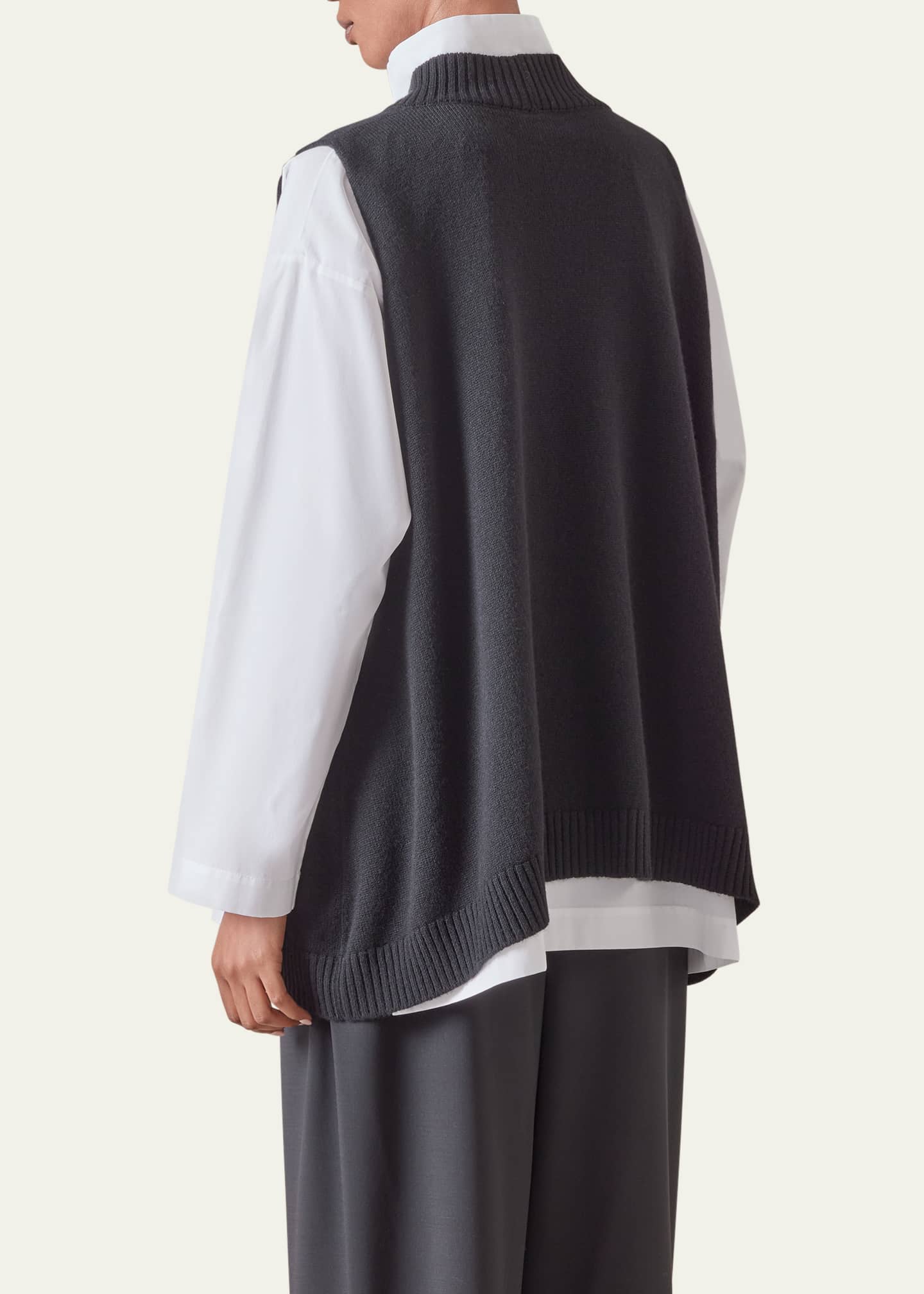 Eskandar Deep V-Neck Cashmere Vest Image 3 of 5