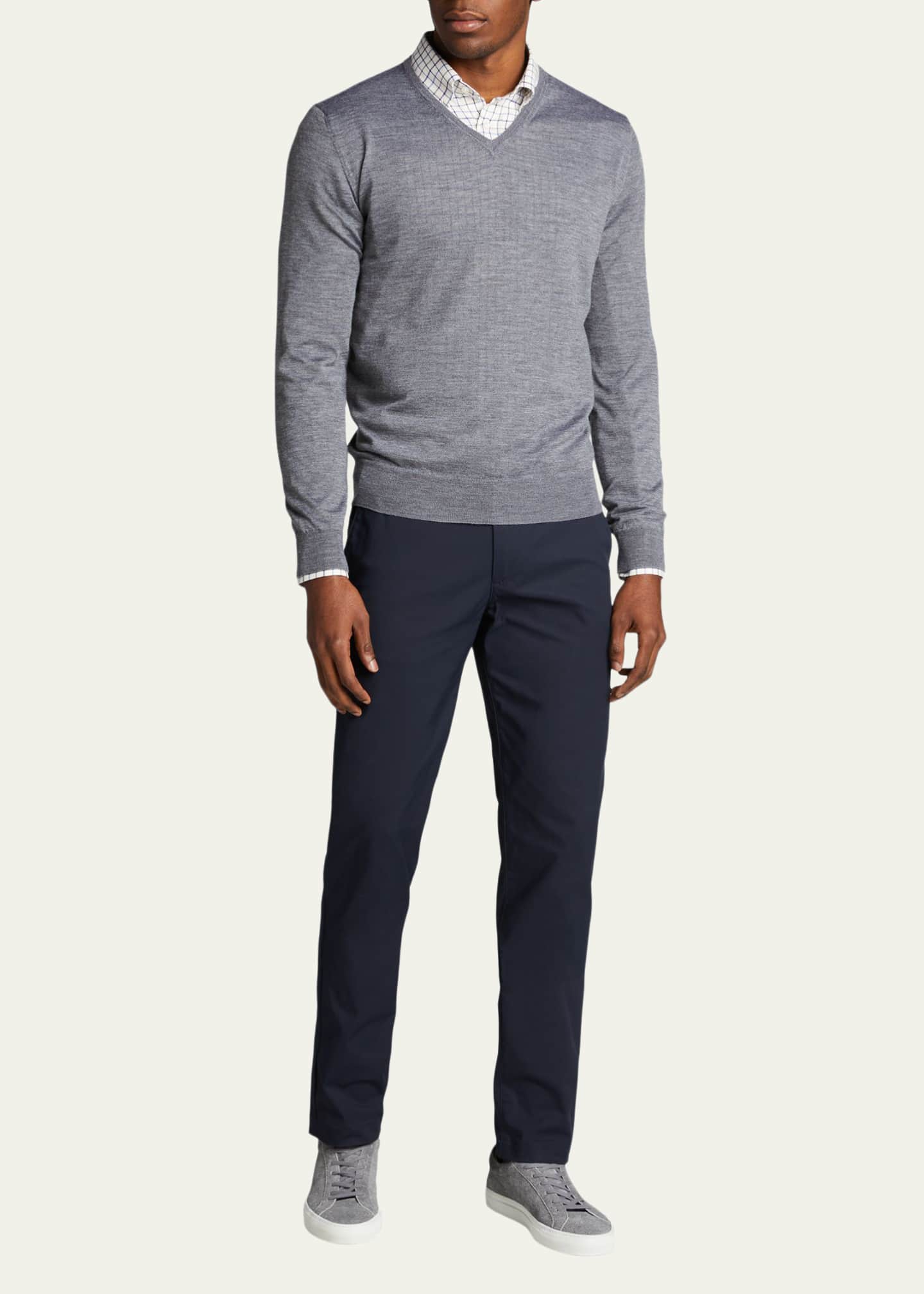 Bergdorf Goodman Men's Solid Cashmere V-Neck Sweater Image 2 of 5