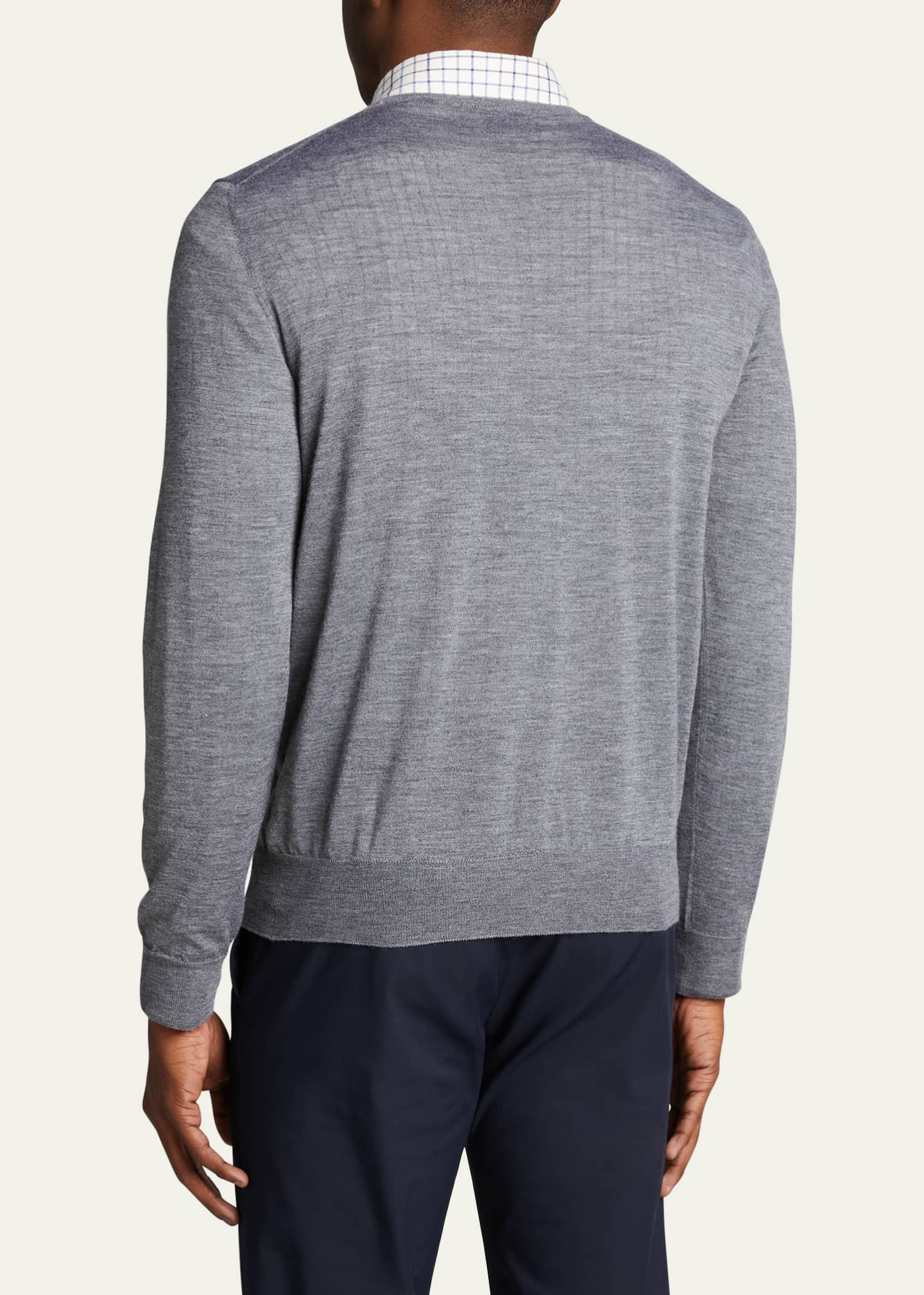 Bergdorf Goodman Men's Solid Cashmere V-Neck Sweater Image 3 of 5