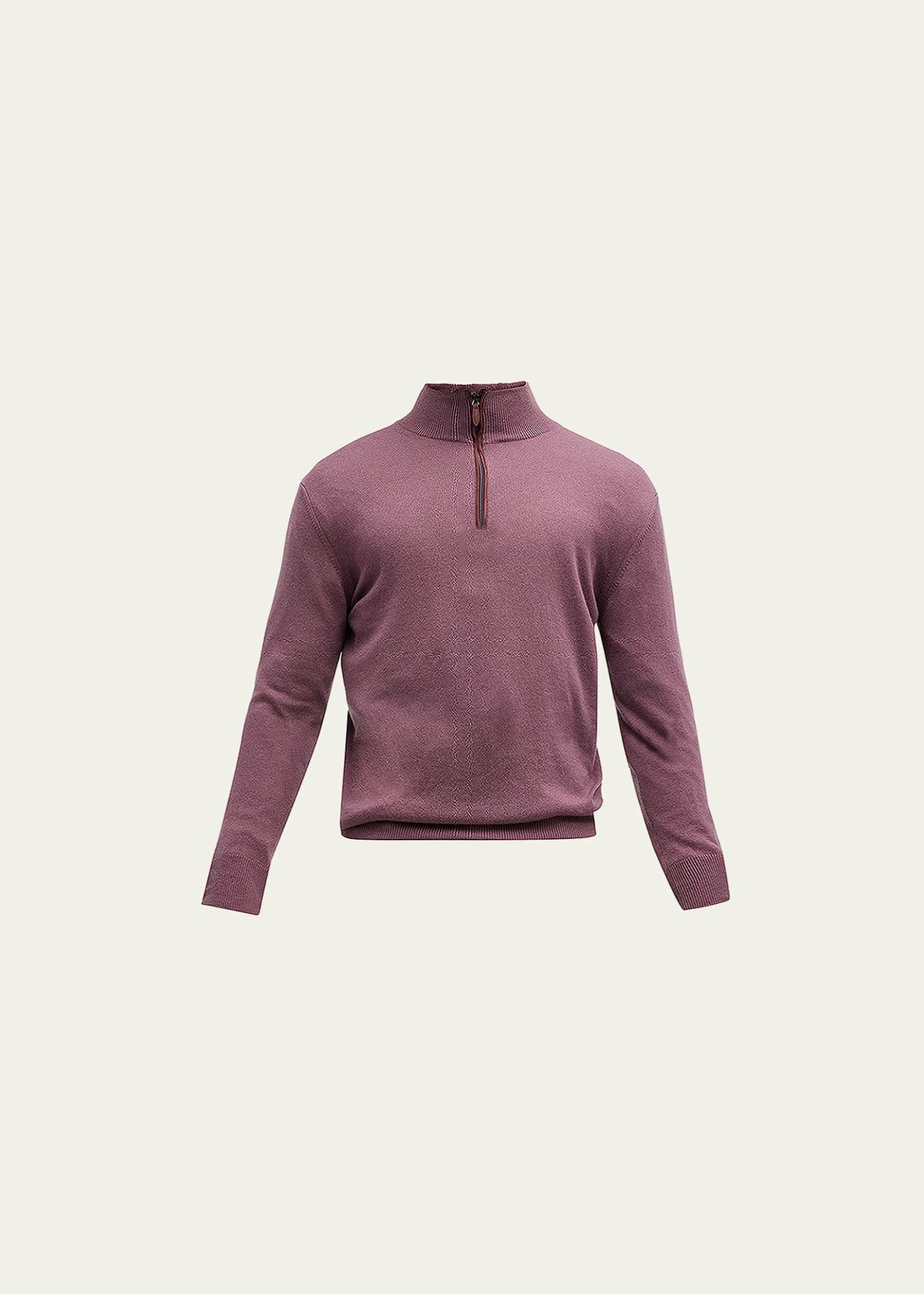 Bergdorf Goodman Men's Solid Cashmere Quarter-Zip Sweater Image 1 of 5