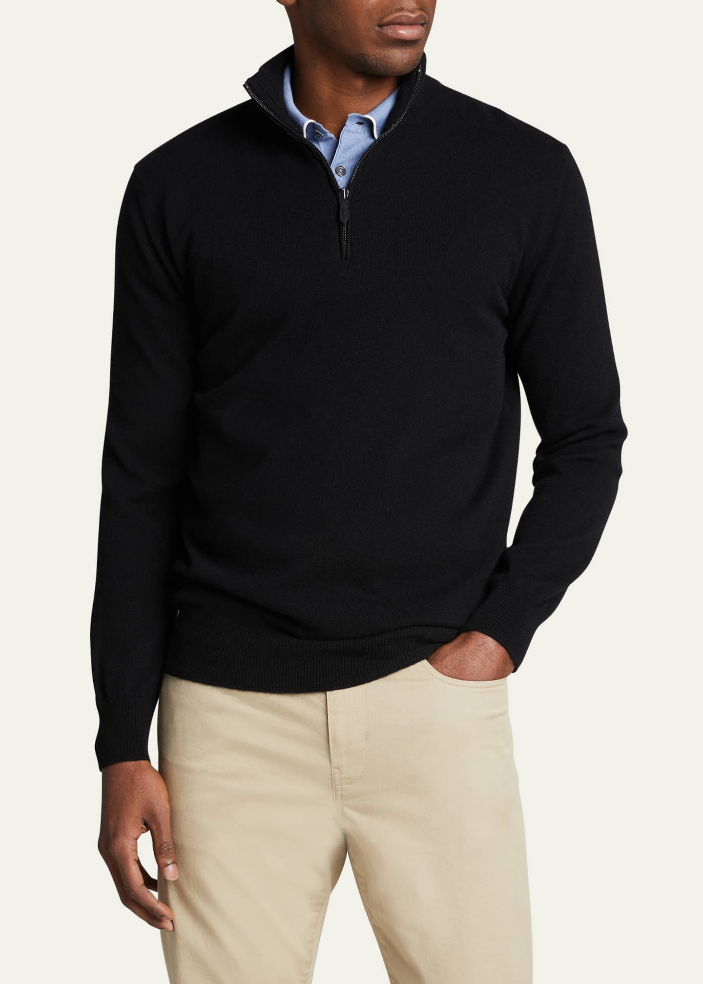 Bergdorf Goodman Men's Solid Cashmere Quarter-Zip Sweater - Bergdorf ...