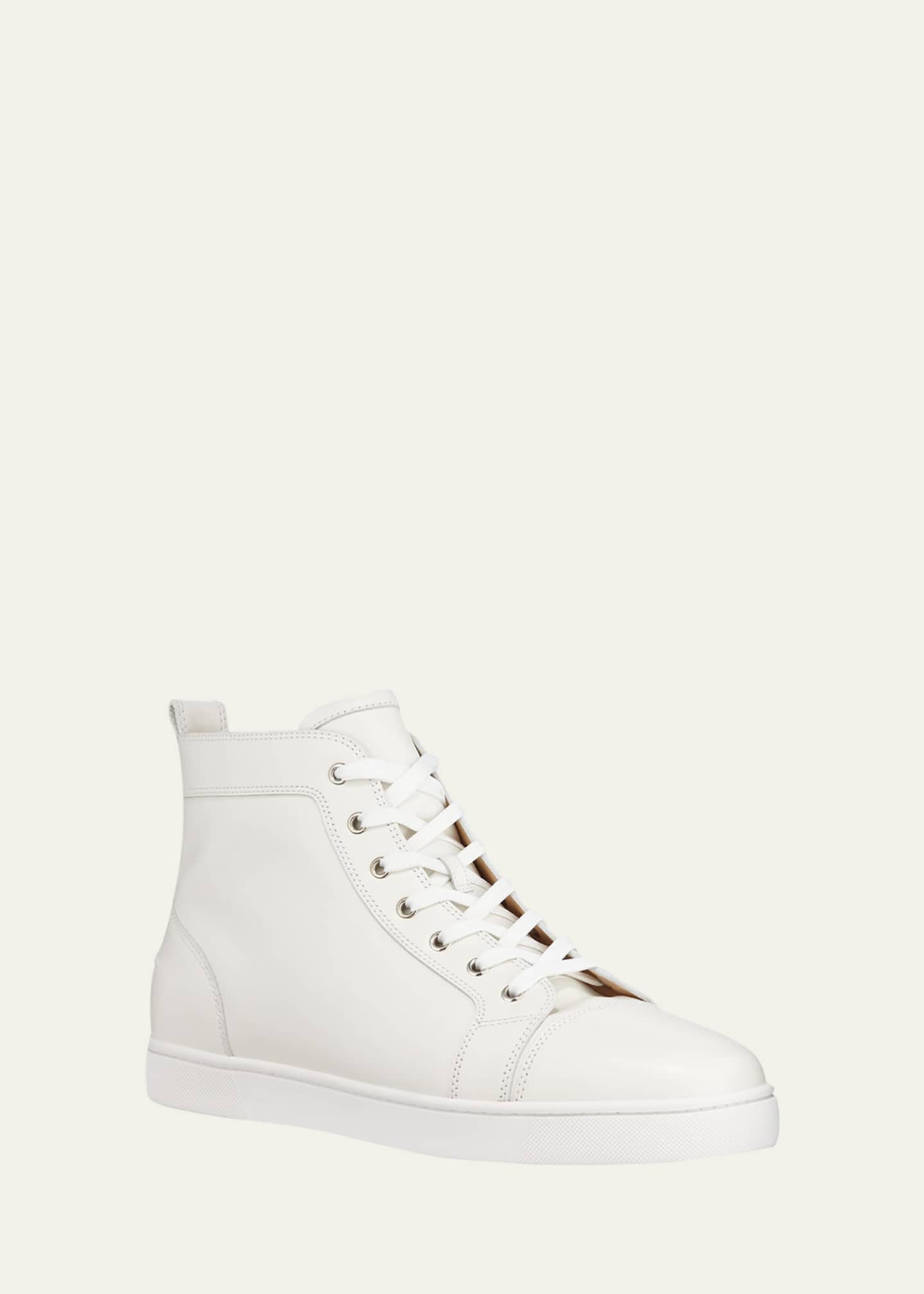 Louis leather high trainers Christian Louboutin White size 43.5 EU