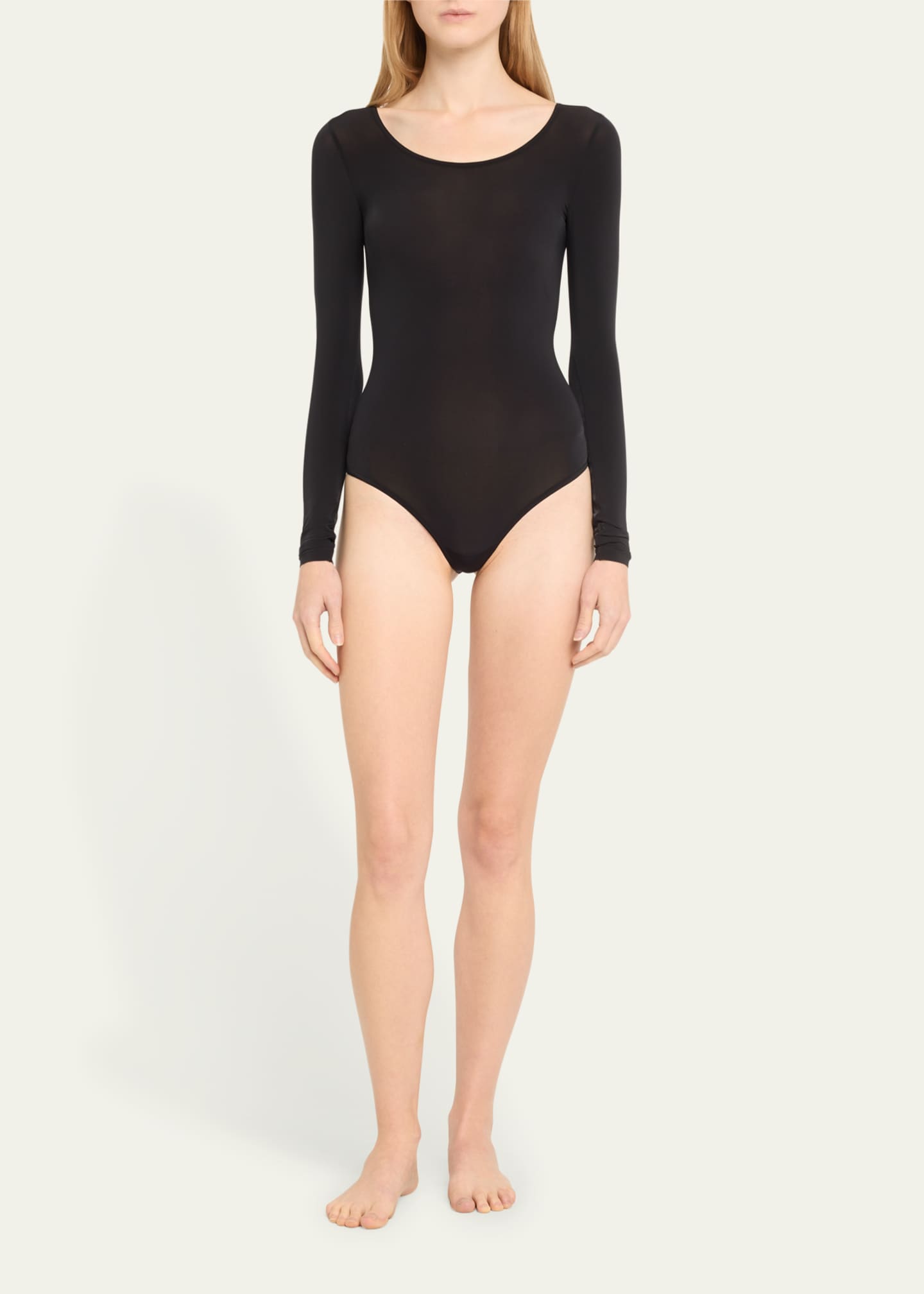 Wolford Bahamas Seamless Half Sleeve Bodysuit in BLACK Size Large L11412