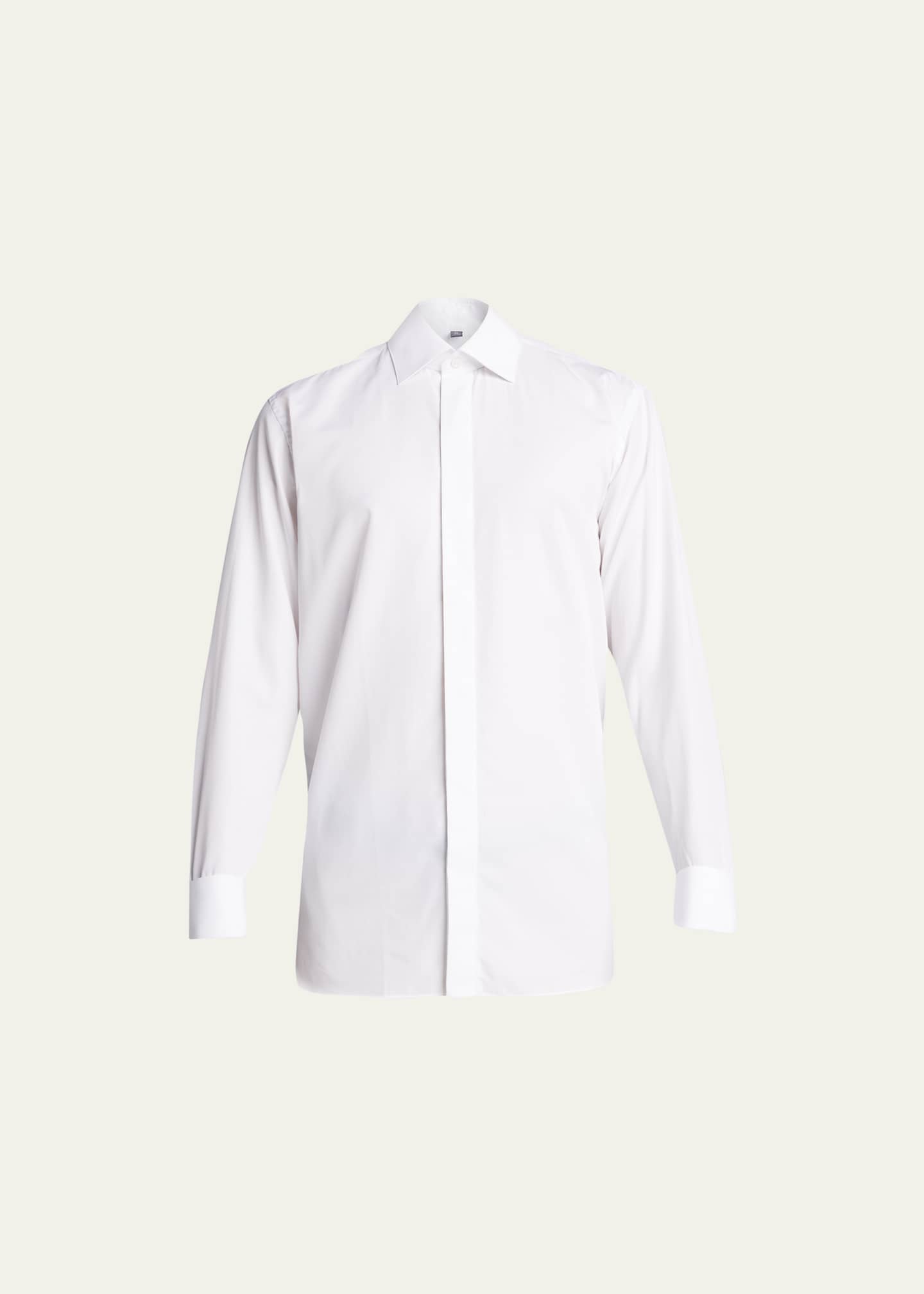 Bergdorf Goodman Men's Formal Twill Fly-Front Dress Shirt Image 1 of 5