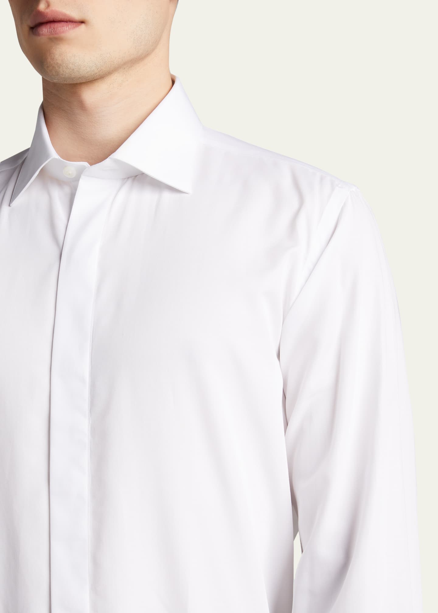 Bergdorf Goodman Men's Formal Twill Fly-Front Dress Shirt Image 5 of 5