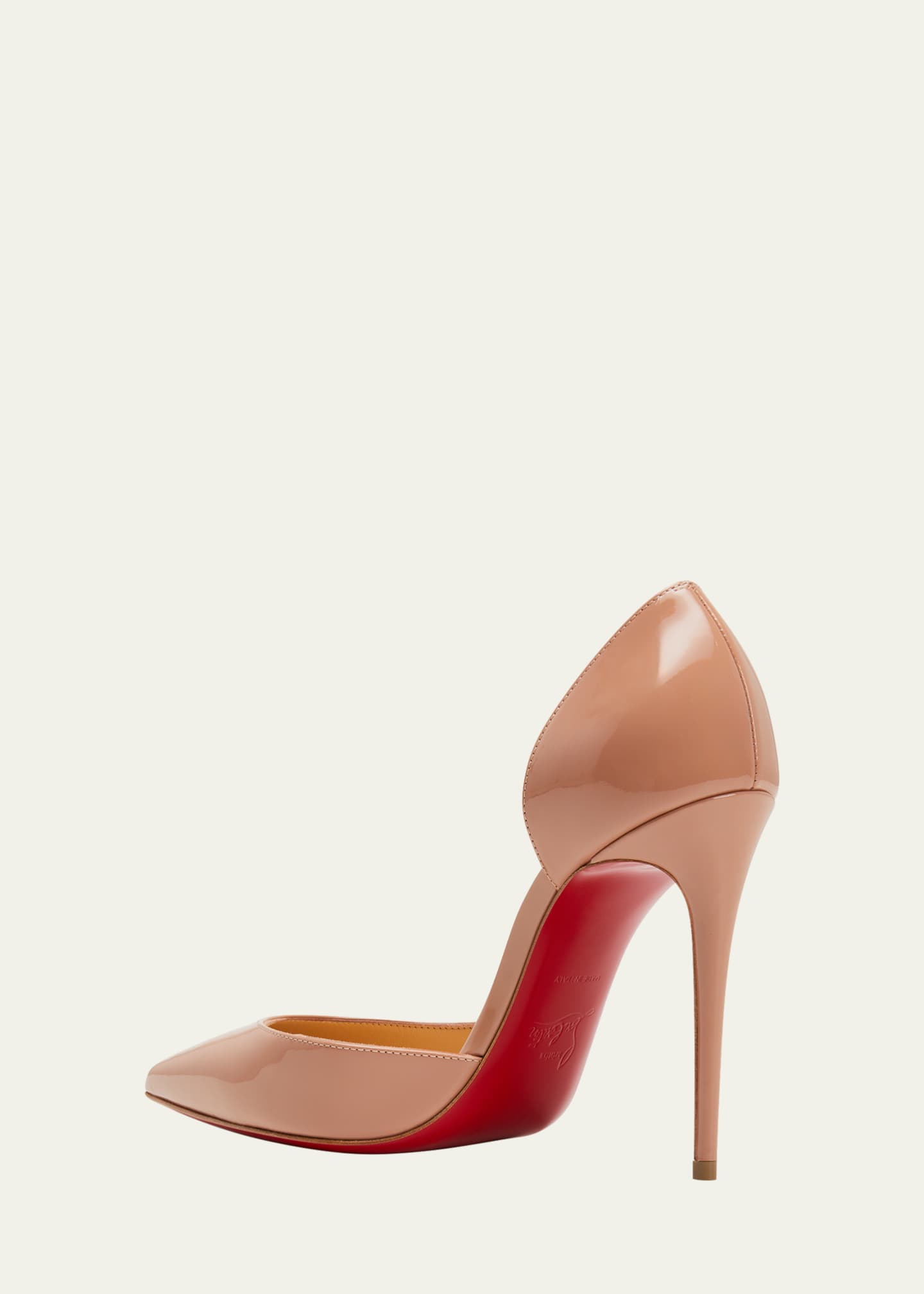 Christian Louboutin Iriza Patent 100mm Half d Orsay Red Sole High Heel Pumps